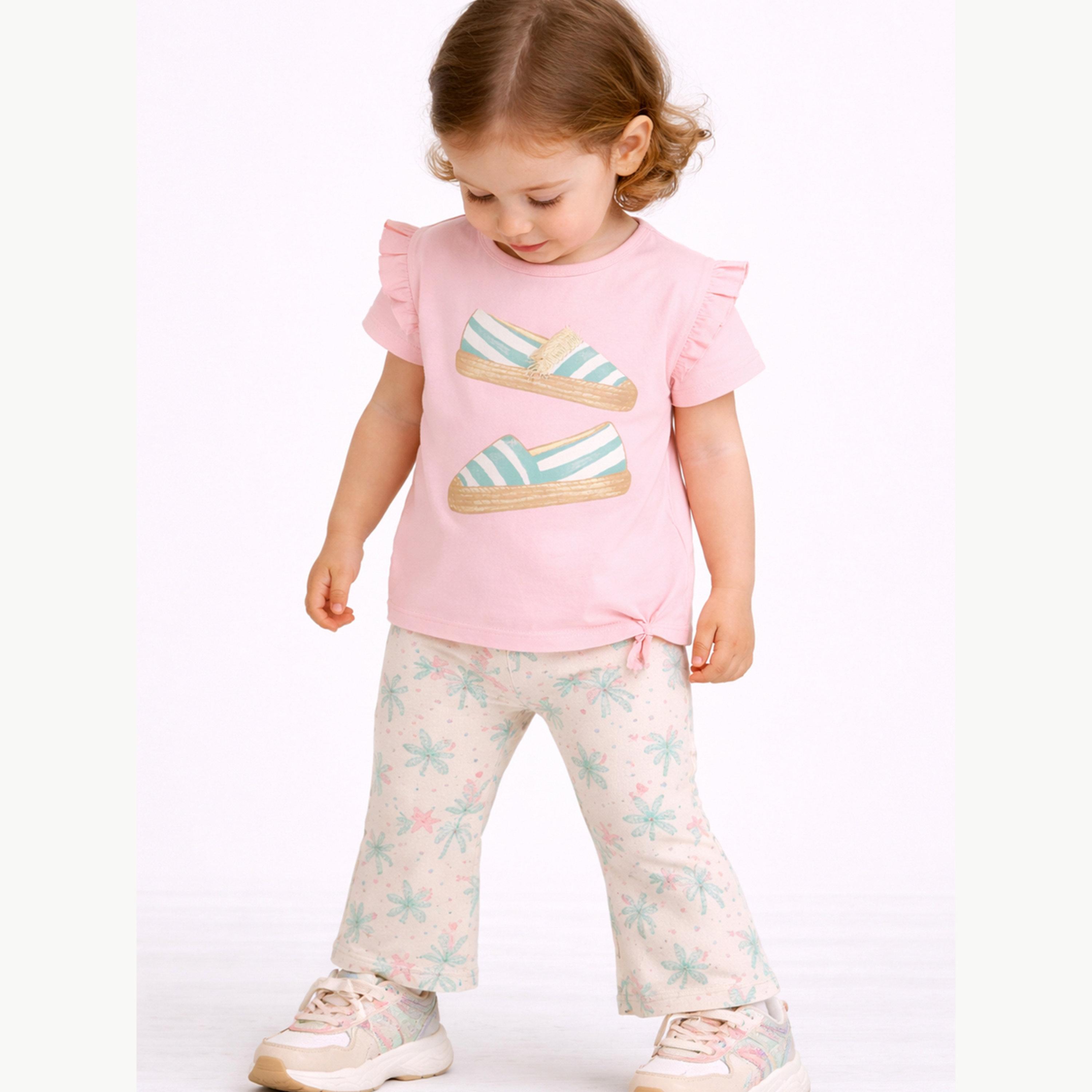 مجموعة من ليقنز بقصة واسعة وتيشيرت مطبع بأكمام بكشكش للبنات-girls-clothing-setsandcoords-image-2