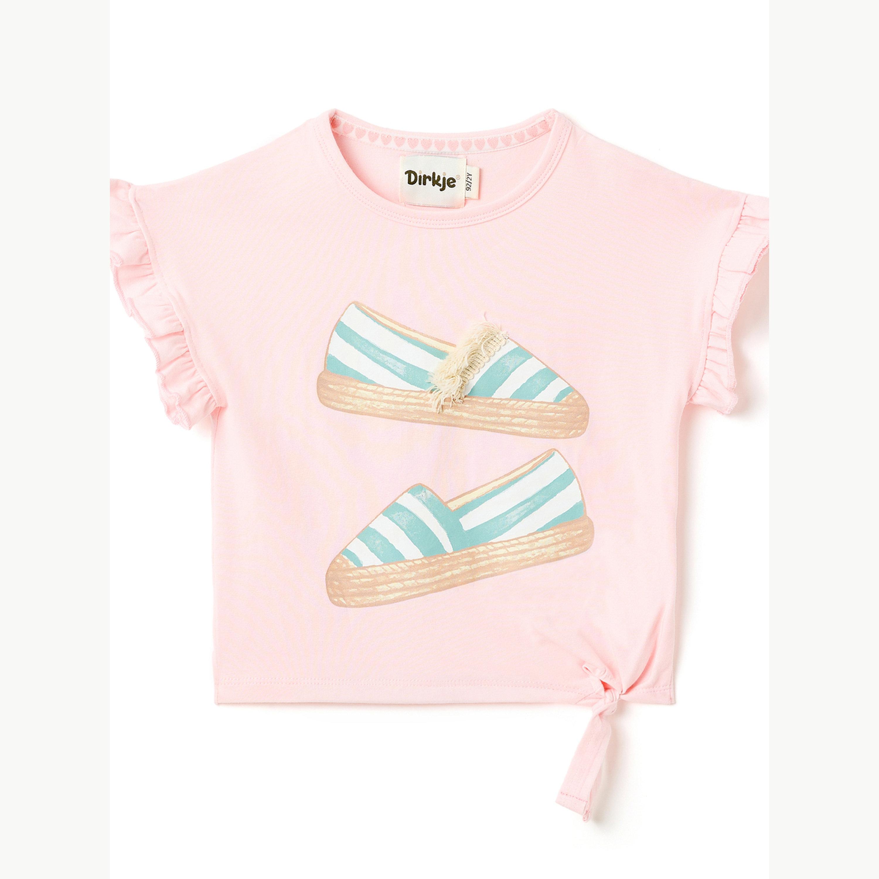 مجموعة من ليقنز بقصة واسعة وتيشيرت مطبع بأكمام بكشكش للبنات-girls-clothing-setsandcoords-image-3