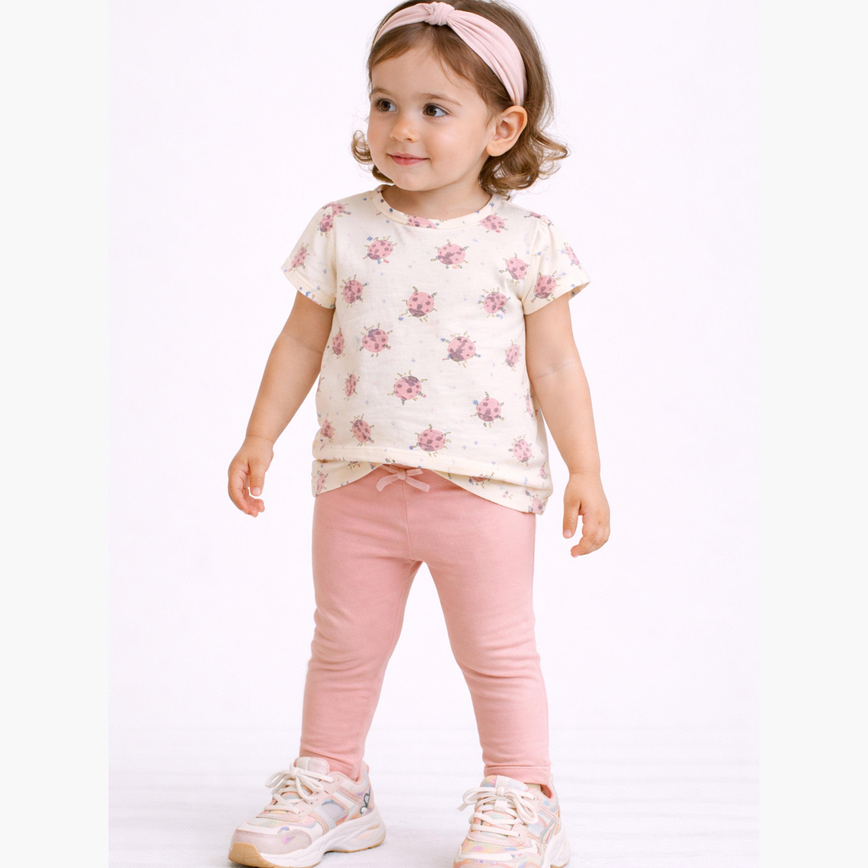 Victor and Jane X Styli Girls Ladybug Print T-Shirt and Leggings Set-girls-clothing-setsandcoords-image-2