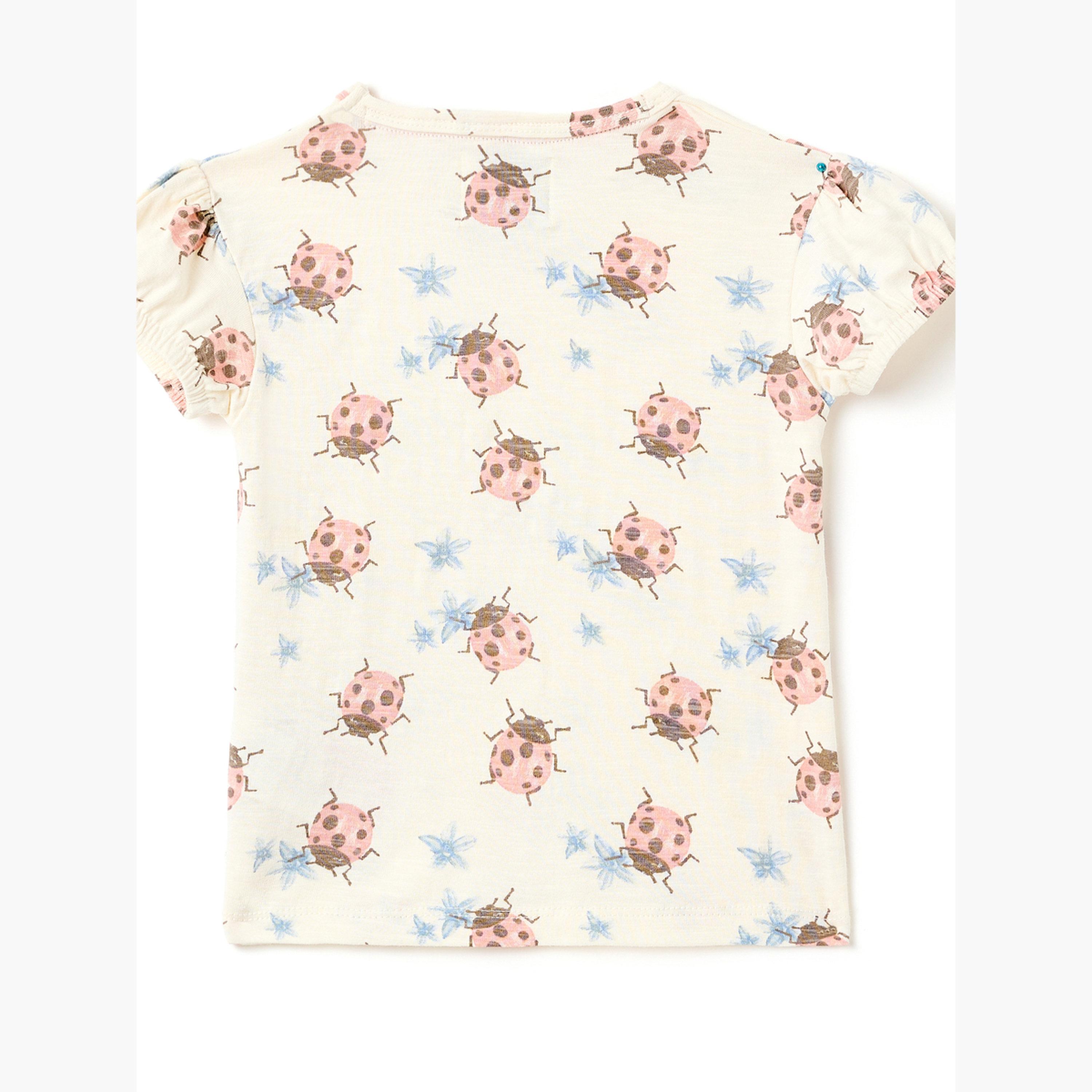 Victor and Jane X Styli Girls Ladybug Print T-Shirt and Leggings Set-girls-clothing-setsandcoords-image-4