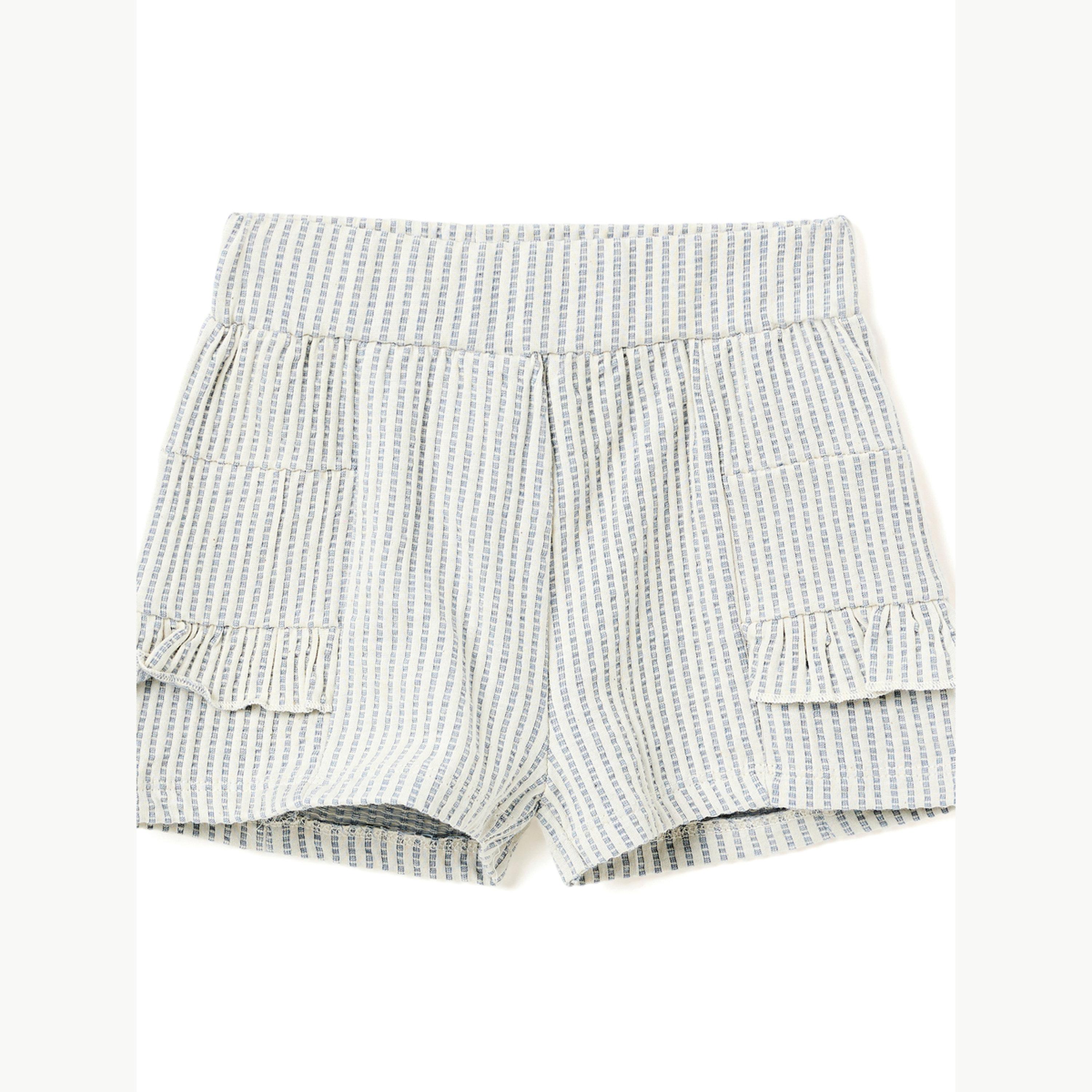 مجموعة من شورت وبلوزة بأزرار ومخططة للبنات-girls-clothing-setsandcoords-image-6