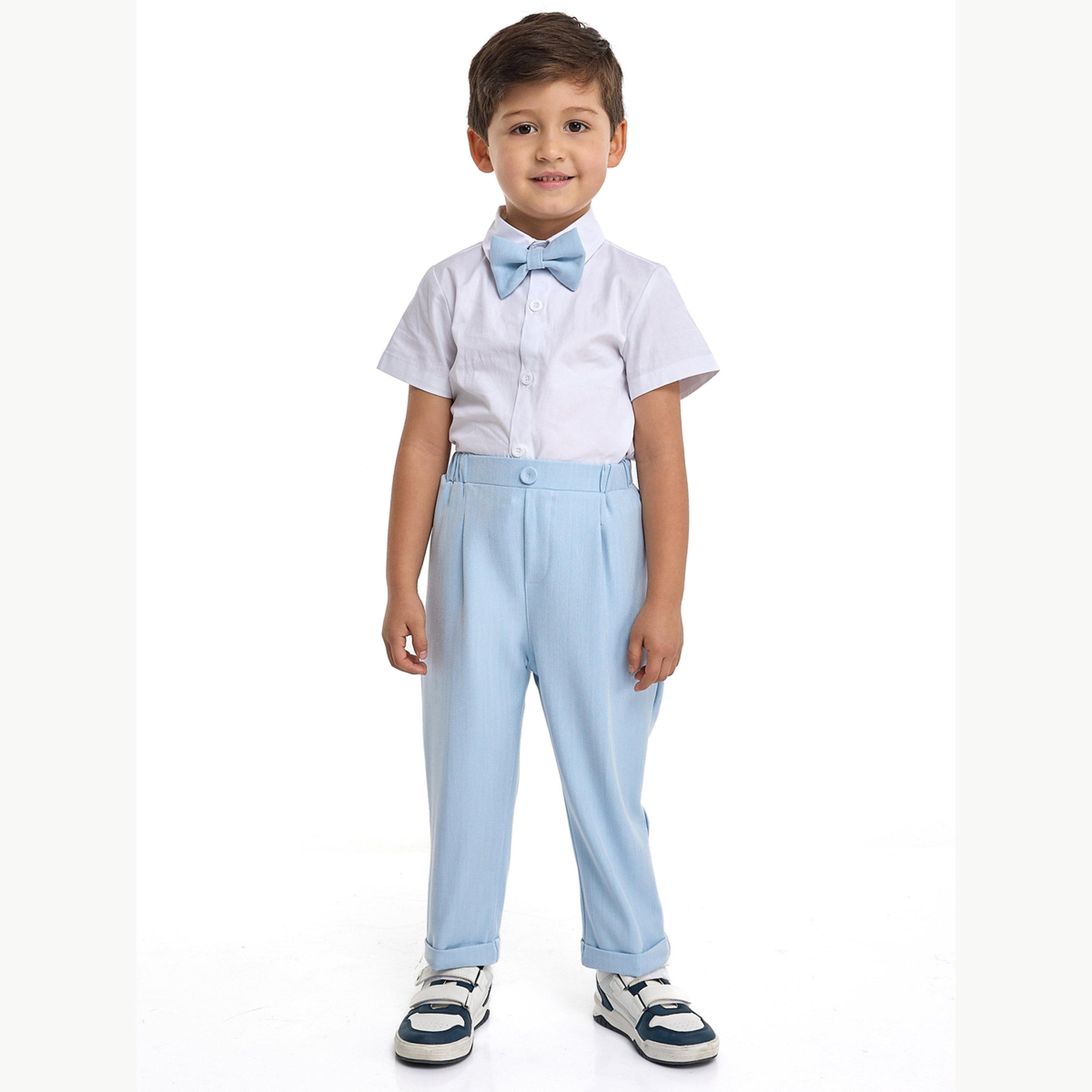 مجموعة من 4 قطع صدرية وقميص وبنطال مع فيونكة عنق للأولاد-boys-clothing-setsandcoords-image-2