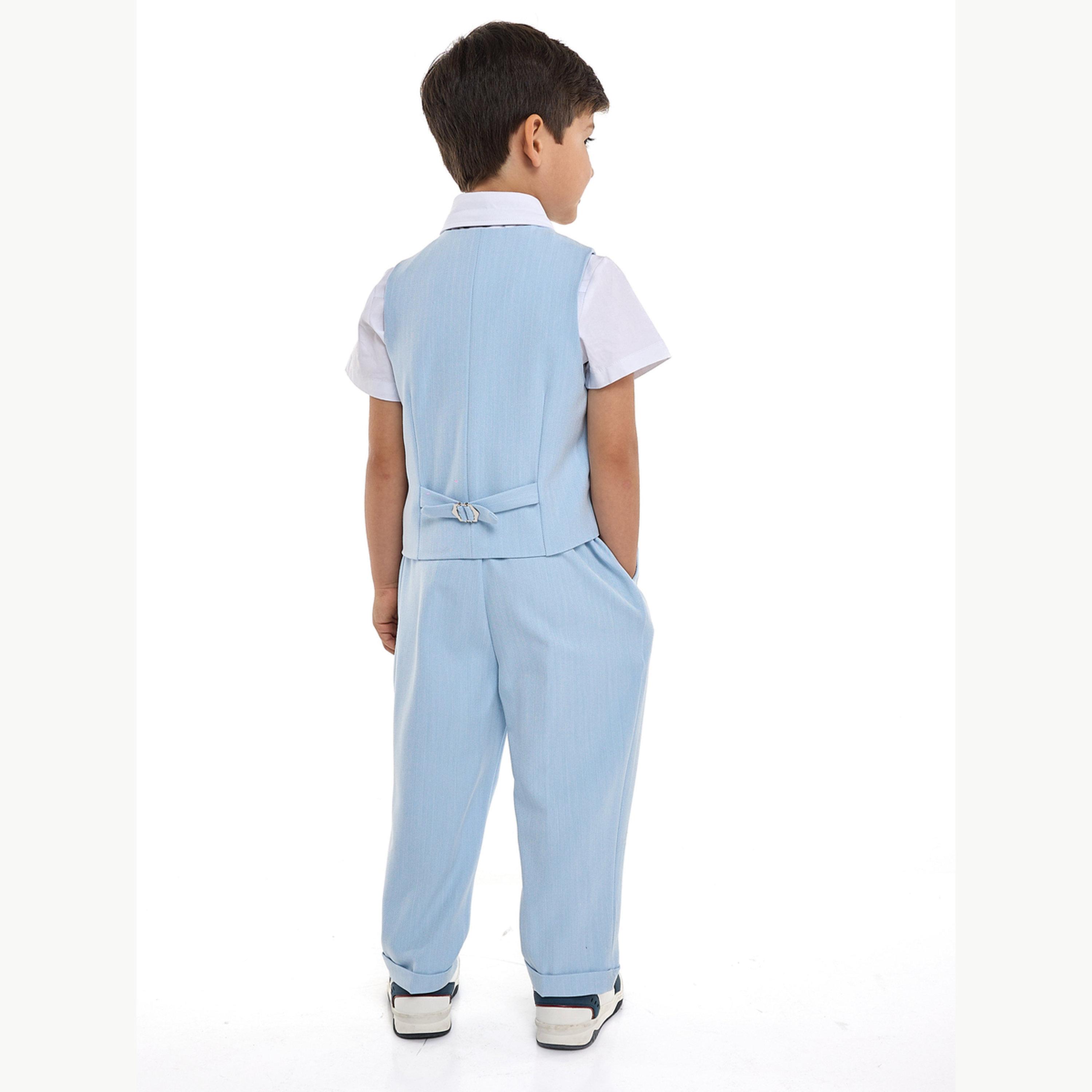 مجموعة من 4 قطع صدرية وقميص وبنطال مع فيونكة عنق للأولاد-boys-clothing-setsandcoords-image-3