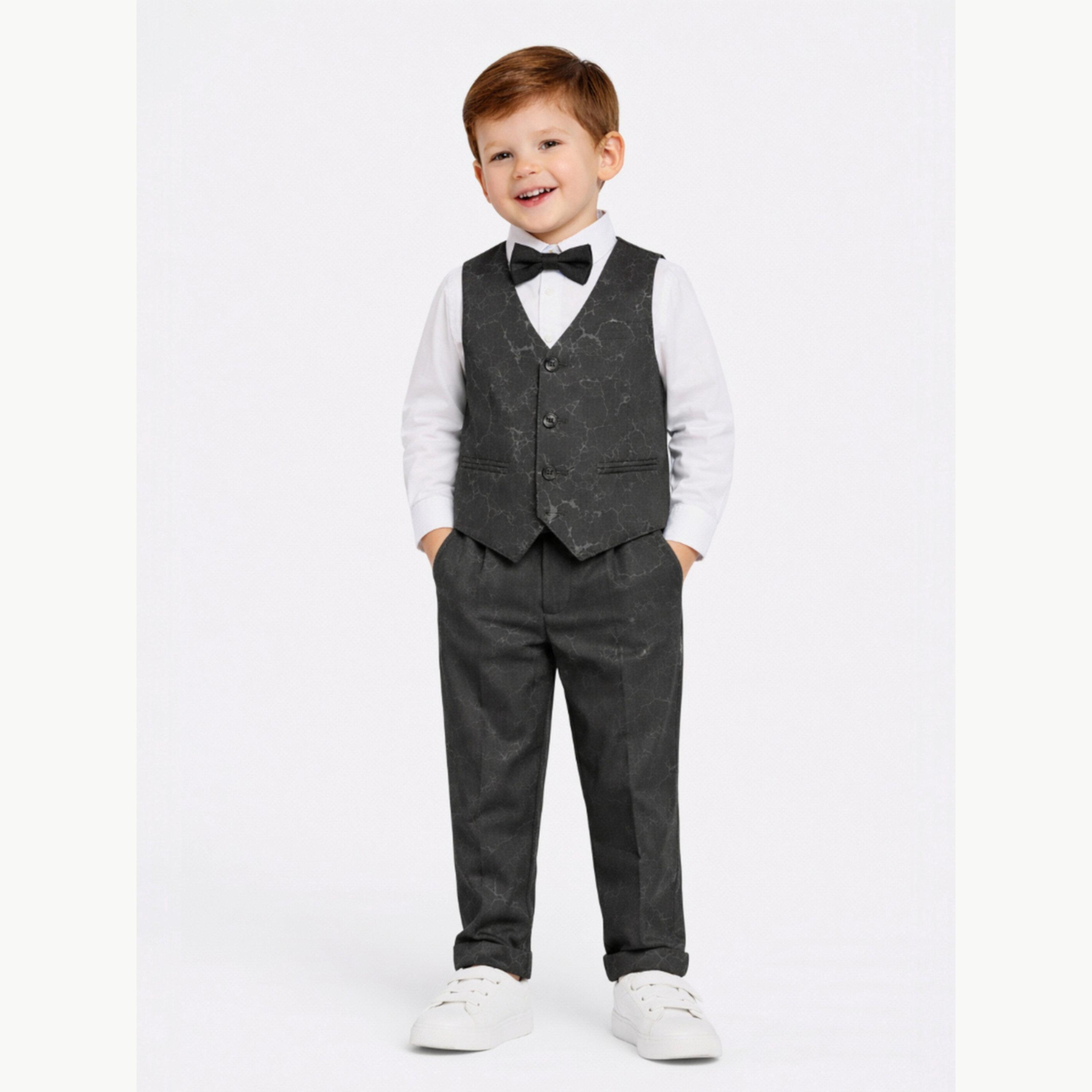 Victor and Jane X Styli Boys 4-Piece Waistcoat, Shirt, Trousers and Bow Tie Set-boys-clothing-setsandcoords-image-1