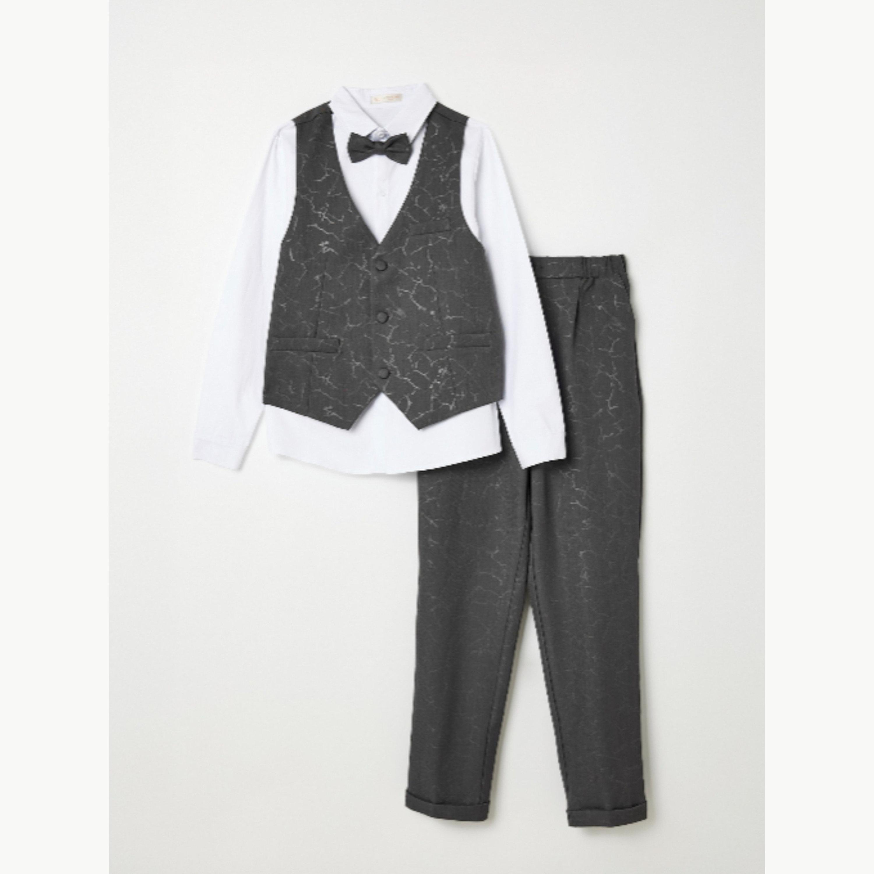 Victor and Jane X Styli Boys 4-Piece Waistcoat, Shirt, Trousers and Bow Tie Set-boys-clothing-setsandcoords-image-2