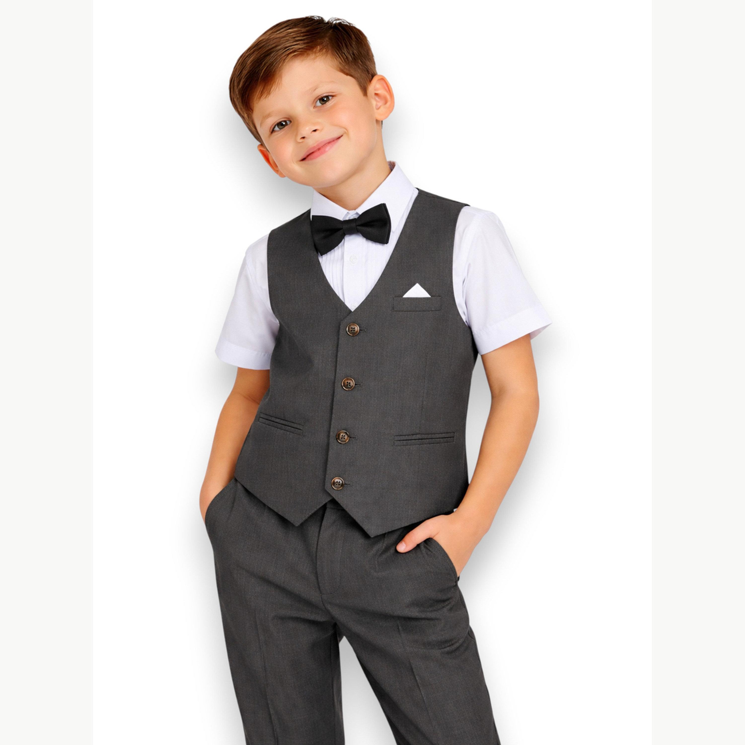 مجموعة من 4 قطع صدرية وقميص وبنطال مع فيونكة عنق للأولاد-boys-clothing-setsandcoords-image-4