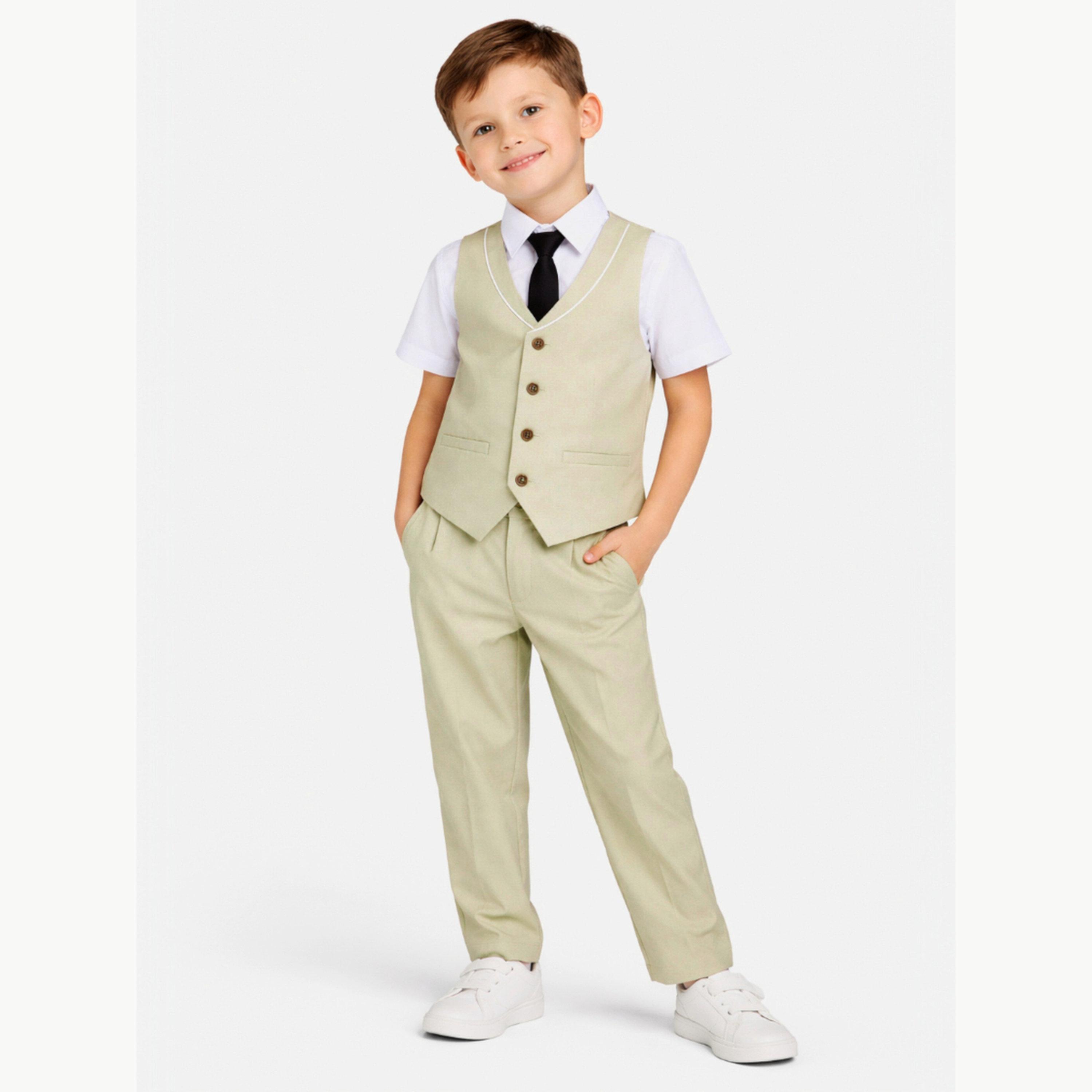 مجموعة من 4 قطع صدرية وقميص وبنطال مع ربطة عنق للأولاد-boys-clothing-setsandcoords-image-1