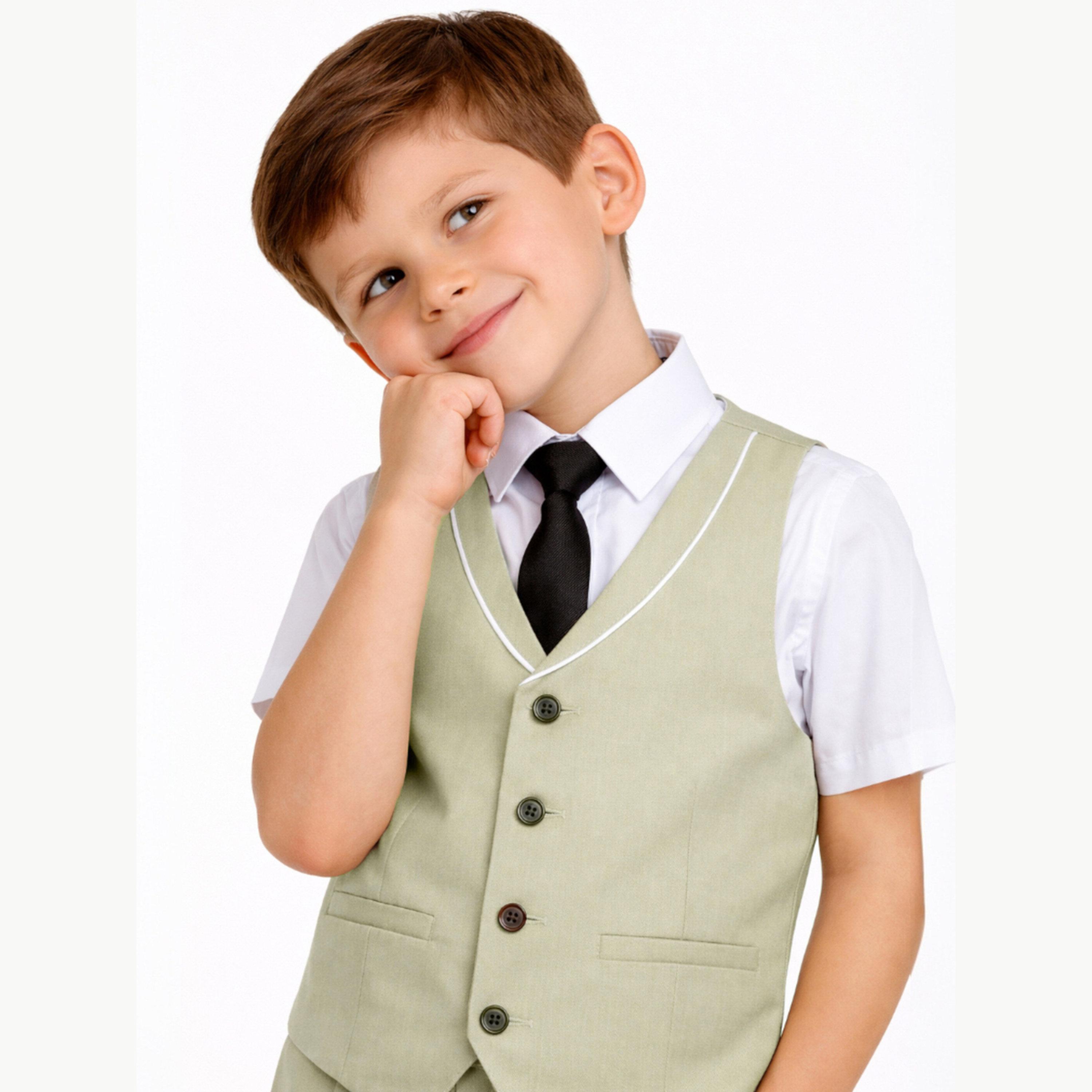 مجموعة من 4 قطع صدرية وقميص وبنطال مع ربطة عنق للأولاد-boys-clothing-setsandcoords-image-2