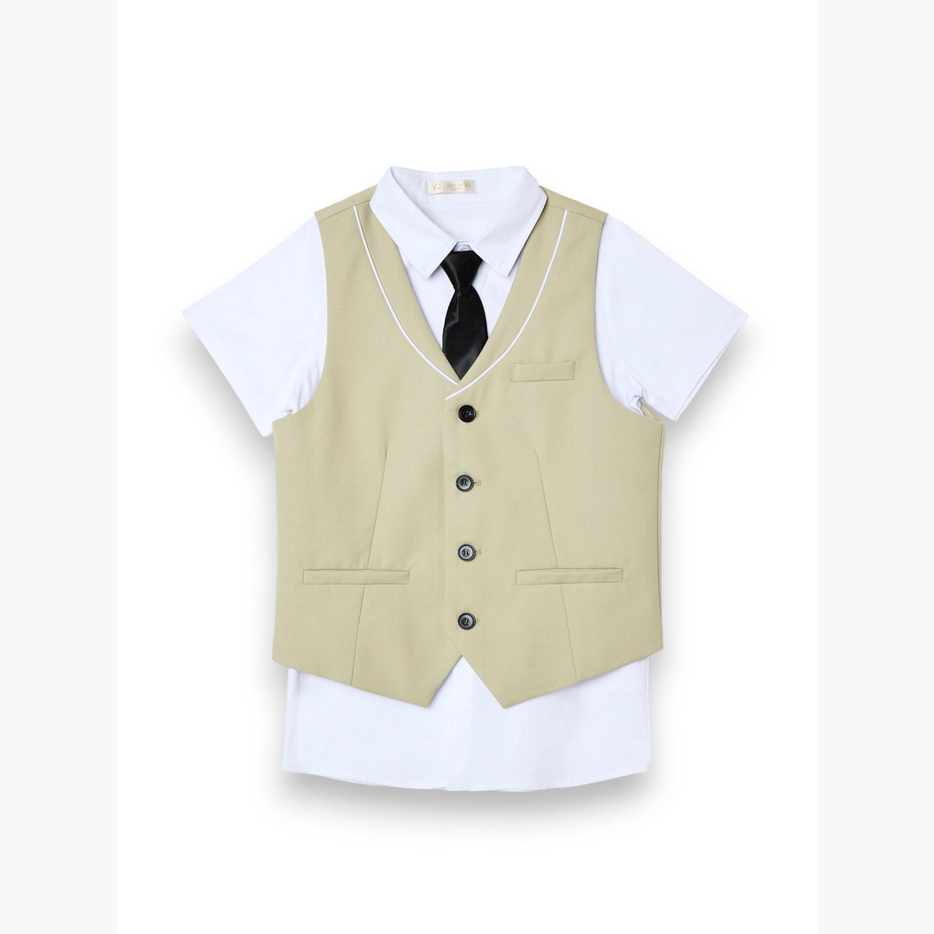 مجموعة من 4 قطع صدرية وقميص وبنطال مع ربطة عنق للأولاد-boys-clothing-setsandcoords-image-4