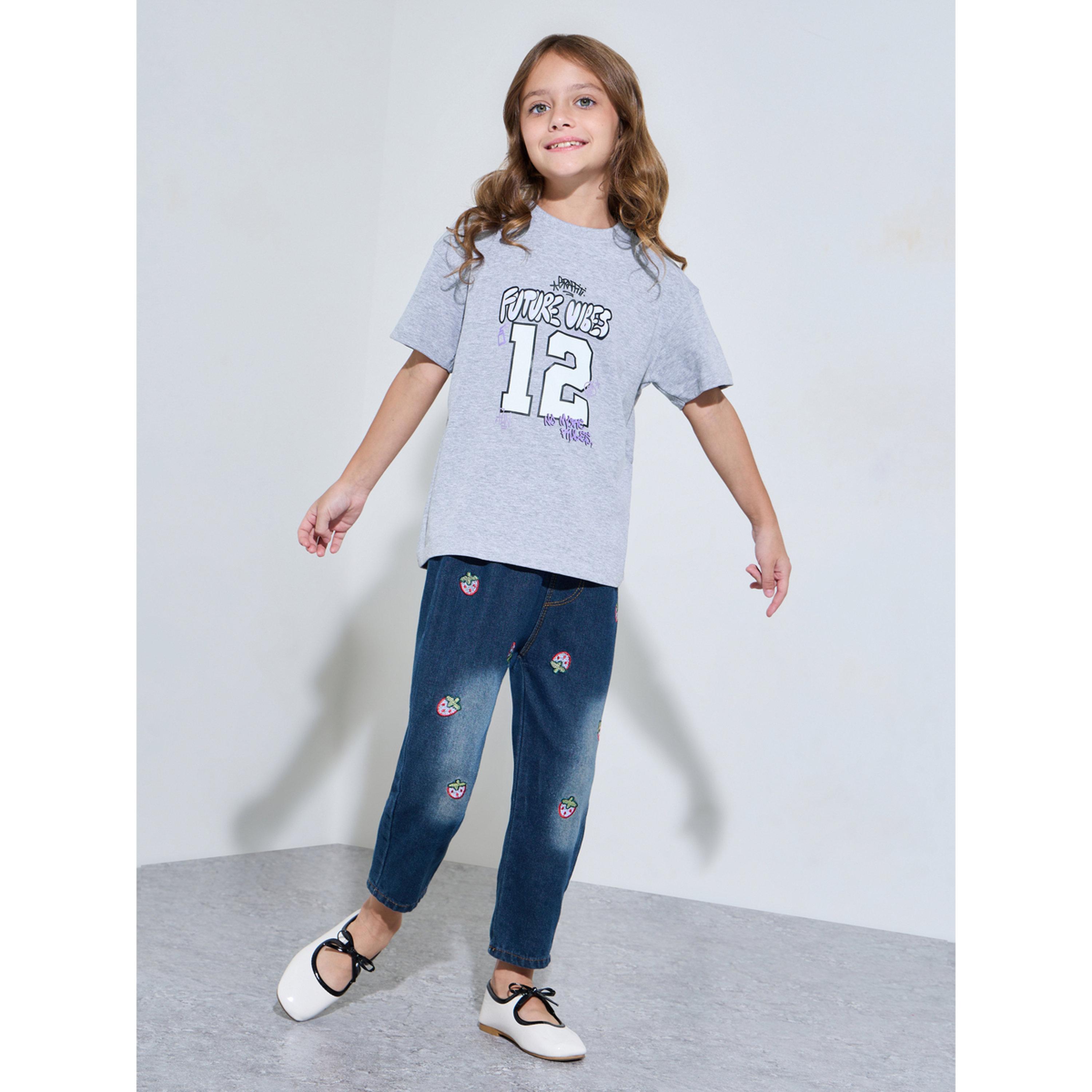 تيشيرت بقصة مستقيمة وطبعة جرافيك للبنات-girls-clothing-tshirts-image-2