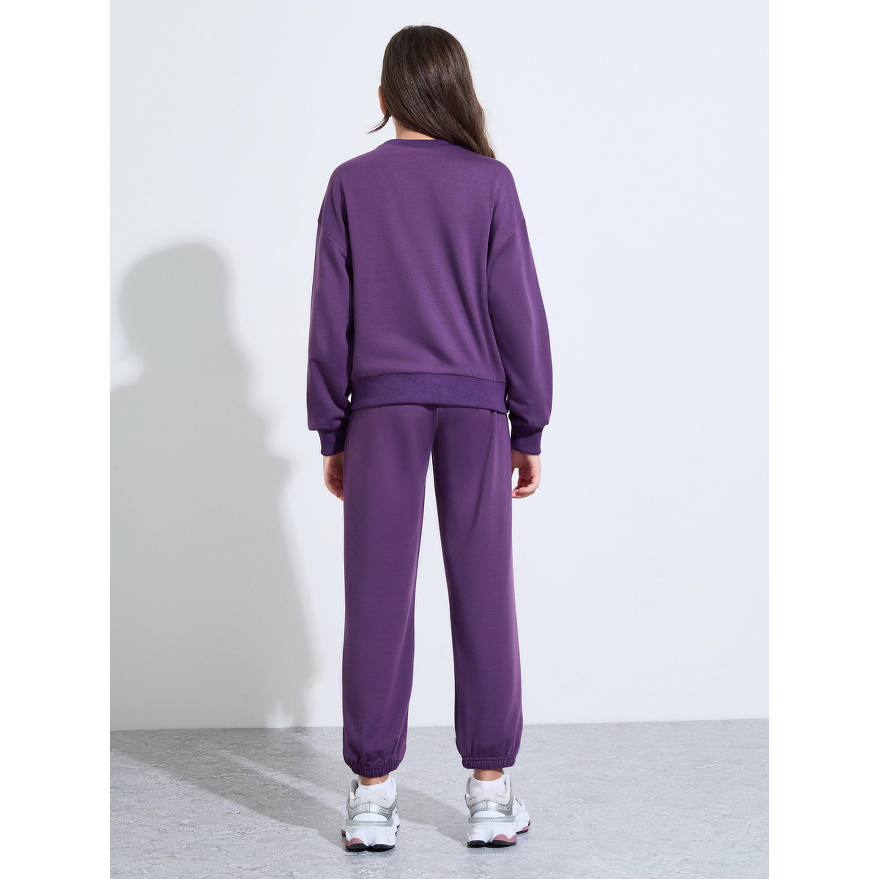 مجموعة من بنطال جوغر وسويت شيرت بطبعة جرافيك للبنات الكبار-girls-clothing-setsandcoords-image-2