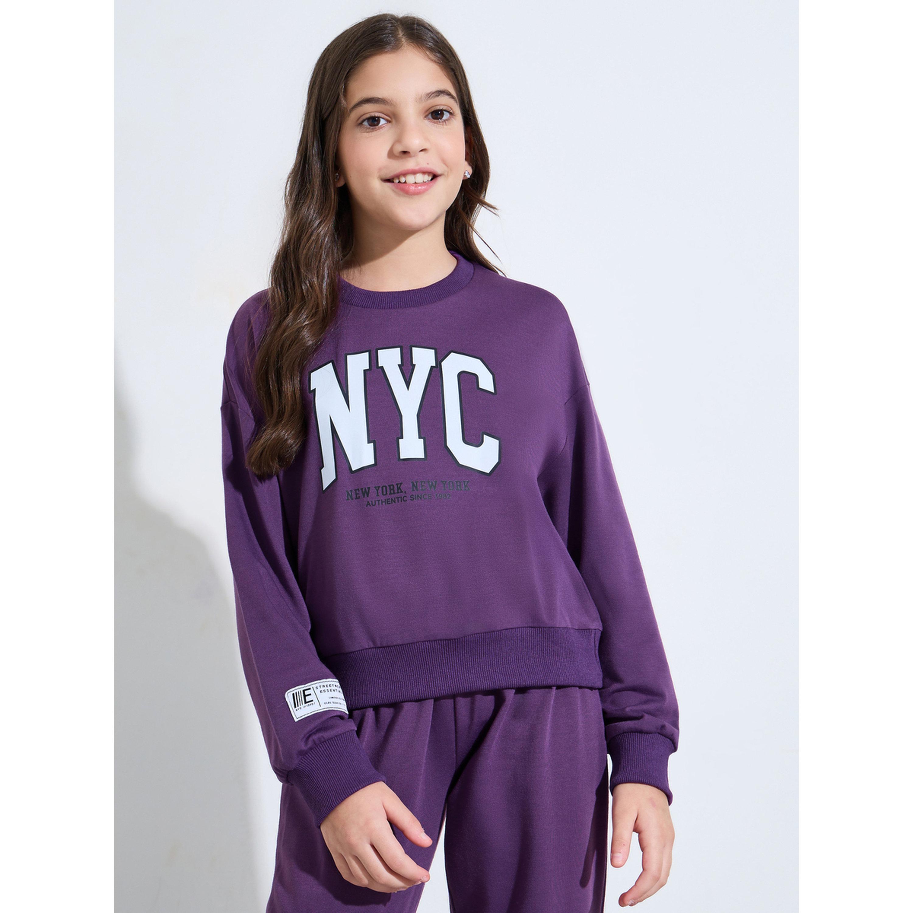 مجموعة من بنطال جوغر وسويت شيرت بطبعة جرافيك للبنات الكبار-girls-clothing-setsandcoords-image-3