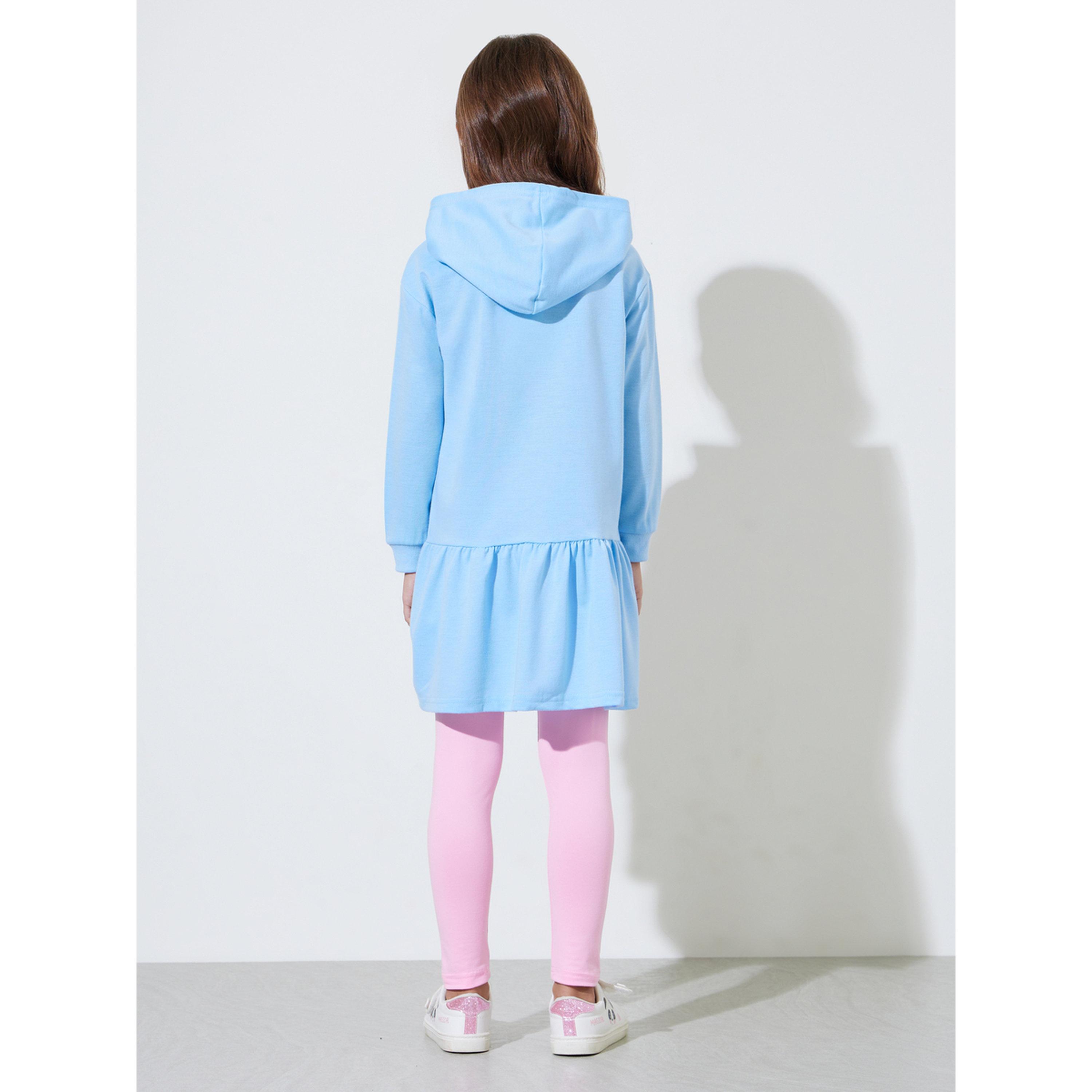 مجموعة من ليقنز وردي سادة وفستان أزرق بقبعة وطبعة فيونكة للبنات-girls-clothing-setsandcoords-image-3