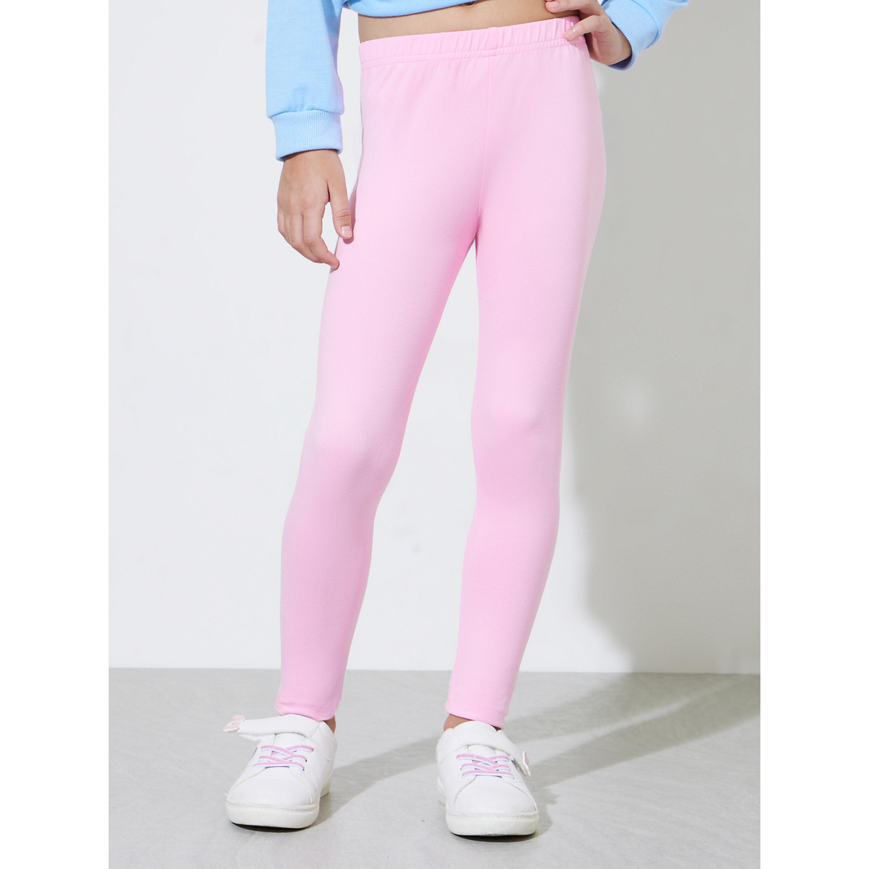 مجموعة من ليقنز وردي سادة وفستان أزرق بقبعة وطبعة فيونكة للبنات-girls-clothing-setsandcoords-image-4
