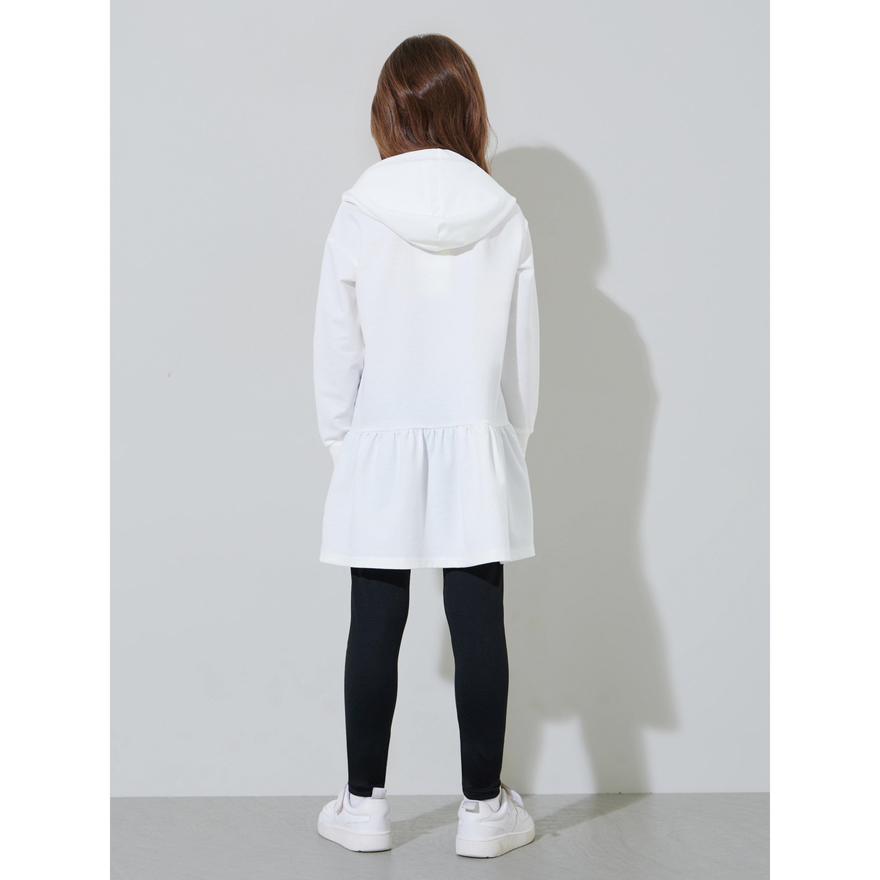 مجموعة من ليقنز أسود سادة وفستان أبيض بقبعة وطبعة جرافيك للبنات-girls-clothing-setsandcoords-image-3
