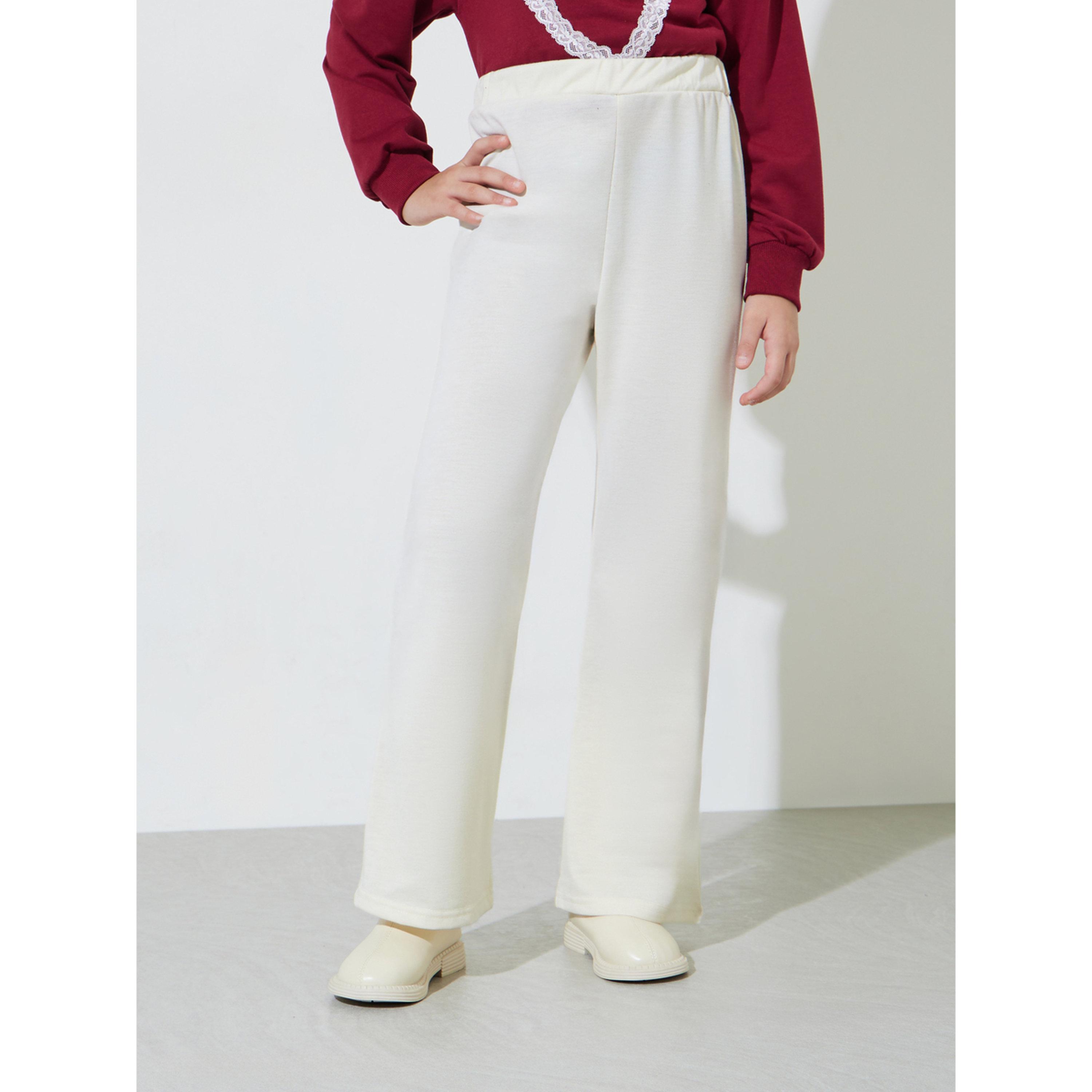 Styli Teen Girls Burgundy Lace Details Sweatshirt and Cream Straight Leg Pants Set-girls-clothing-setsandcoords-image-4