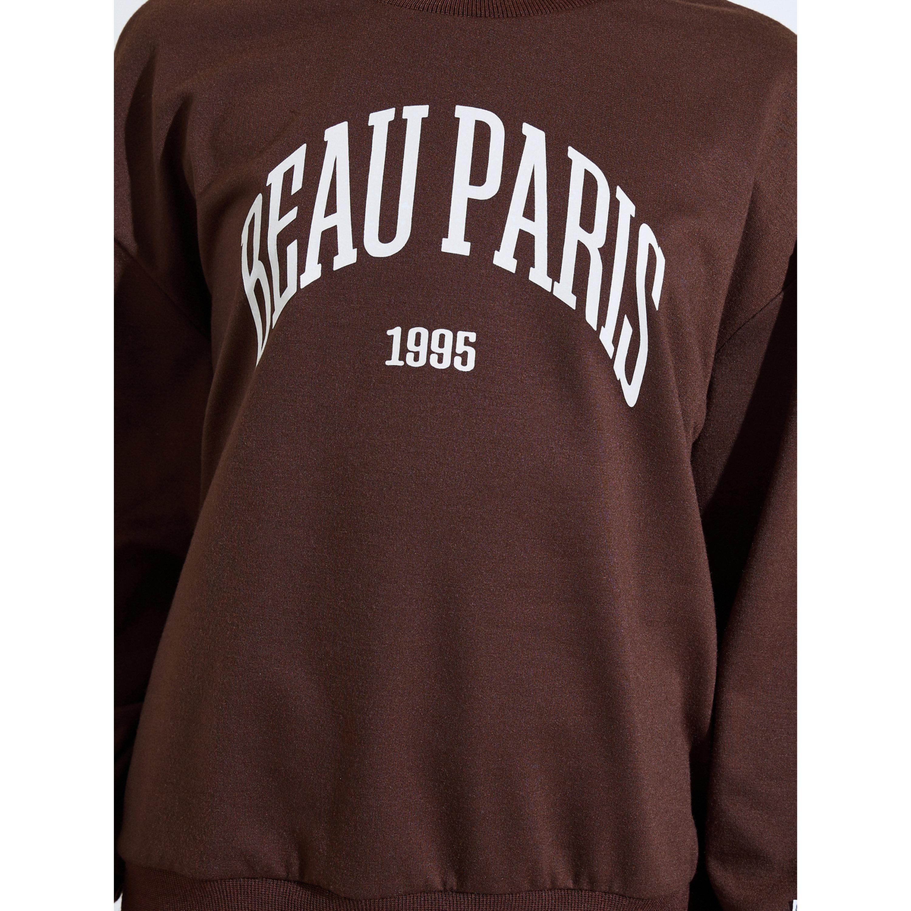 Styli Teen Girls Brown Slogan Print Oversized Sweatshirt and Wide Leg Joggers Set-girls-clothing-setsandcoords-image-6