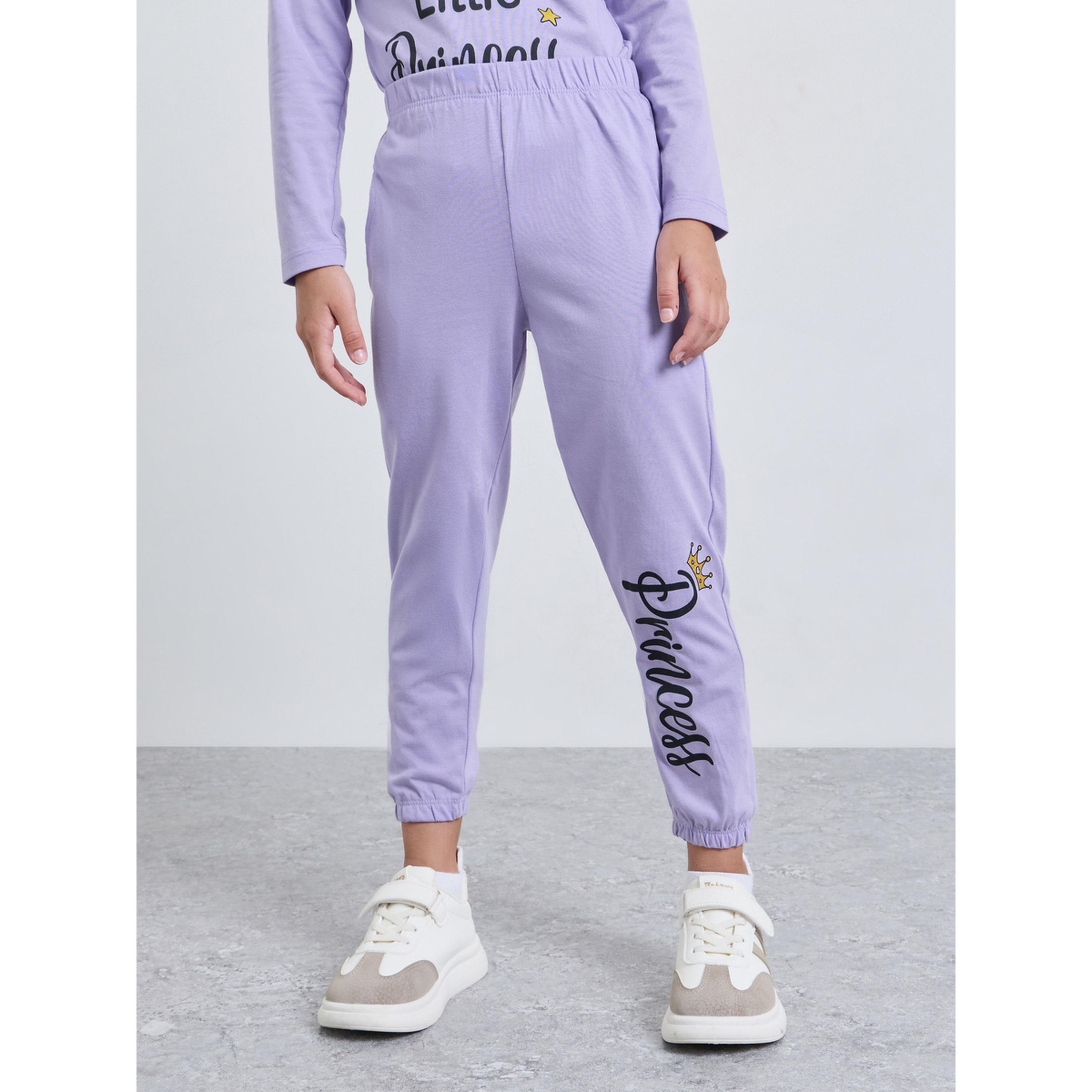 Styli Girls Lilac Cotton Princess Graphic Sweatshirt and Joggers Set-girls-clothing-setsandcoords-image-4