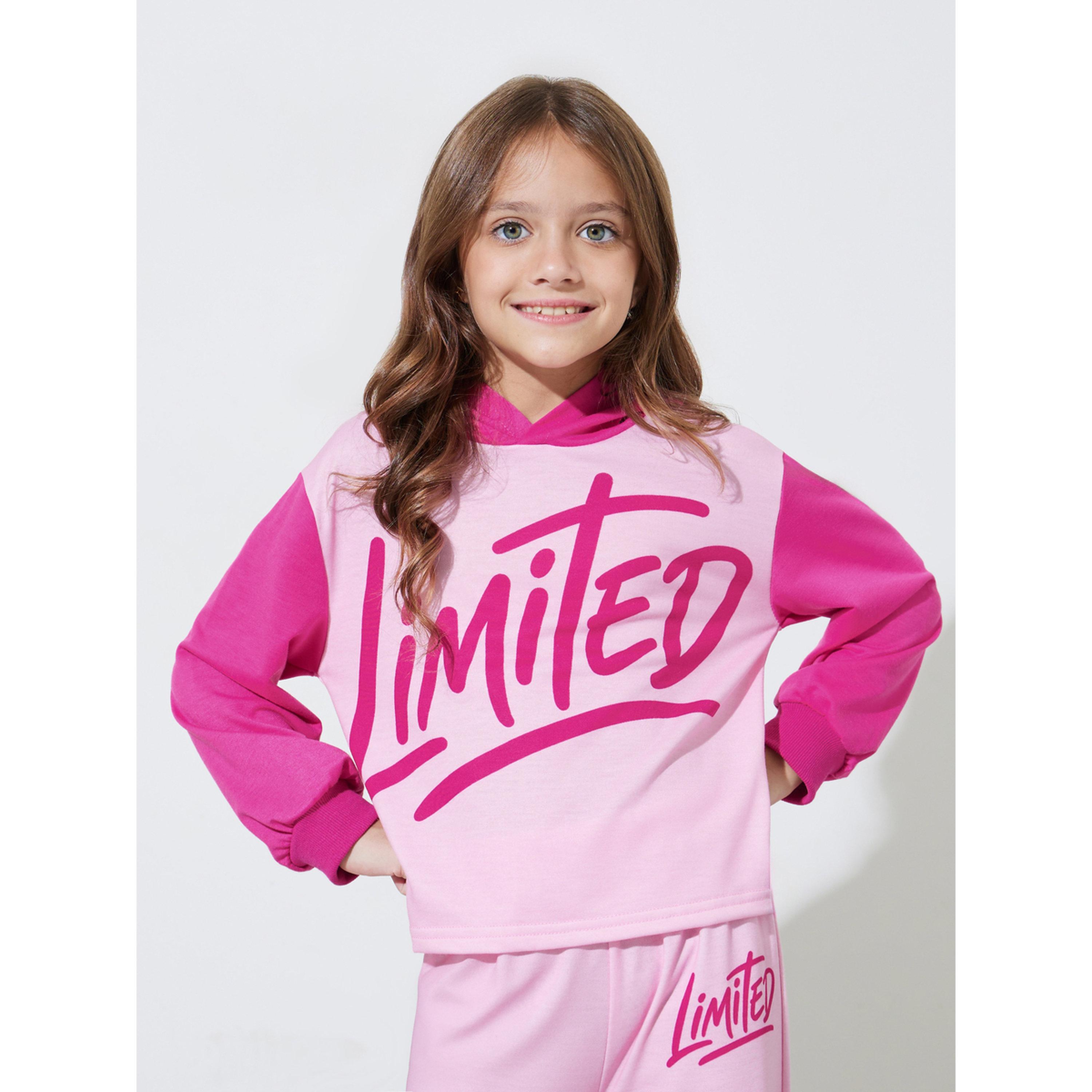 Styli Girls Pink Graphic Print Oversized Hoodie and Joggers Set-girls-clothing-setsandcoords-image-2