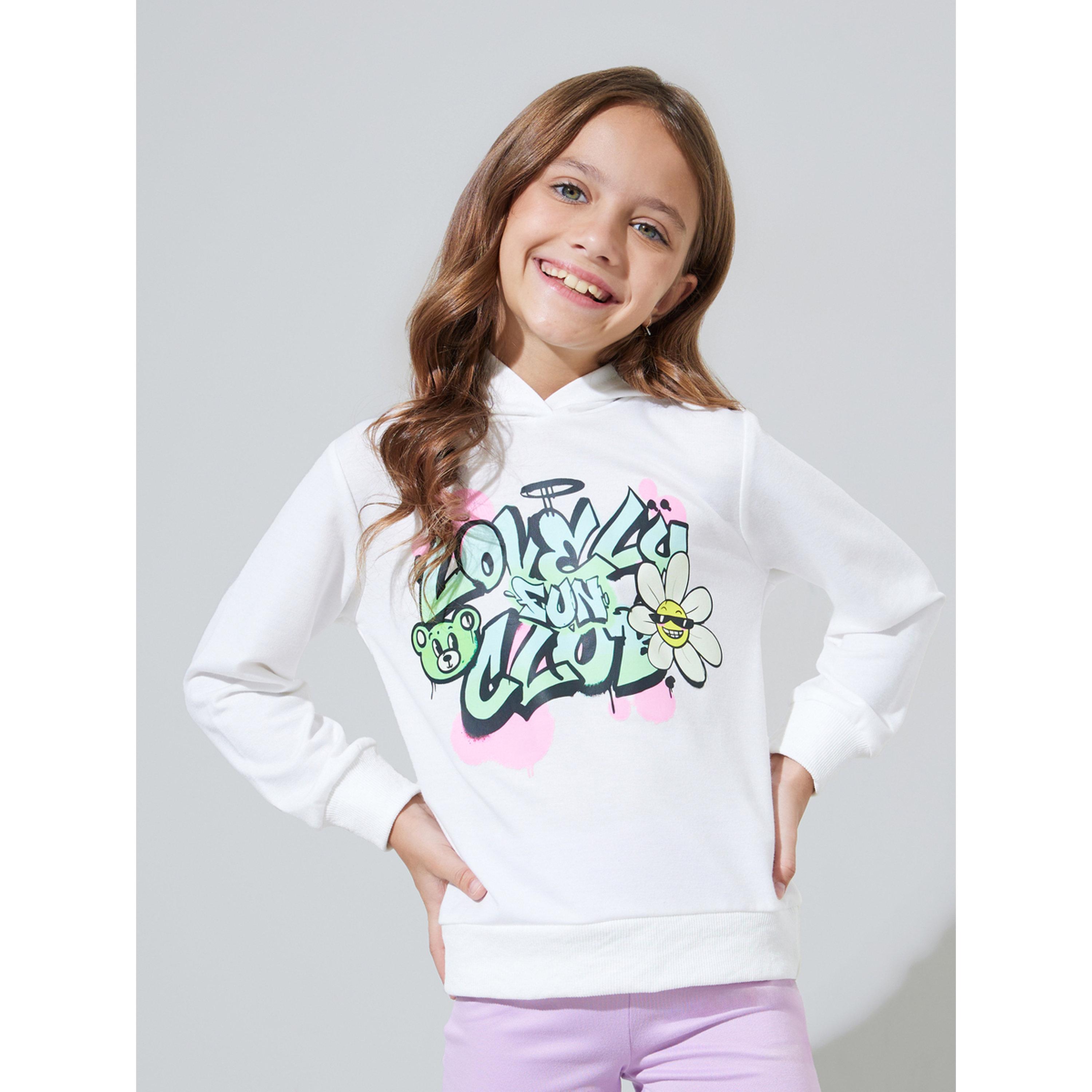 مجموعة من ليقنز لافندر سادة وسويت شيرت أوف وايت واسع بقبعة ومطبوع للبنات-girls-clothing-setsandcoords-image-3