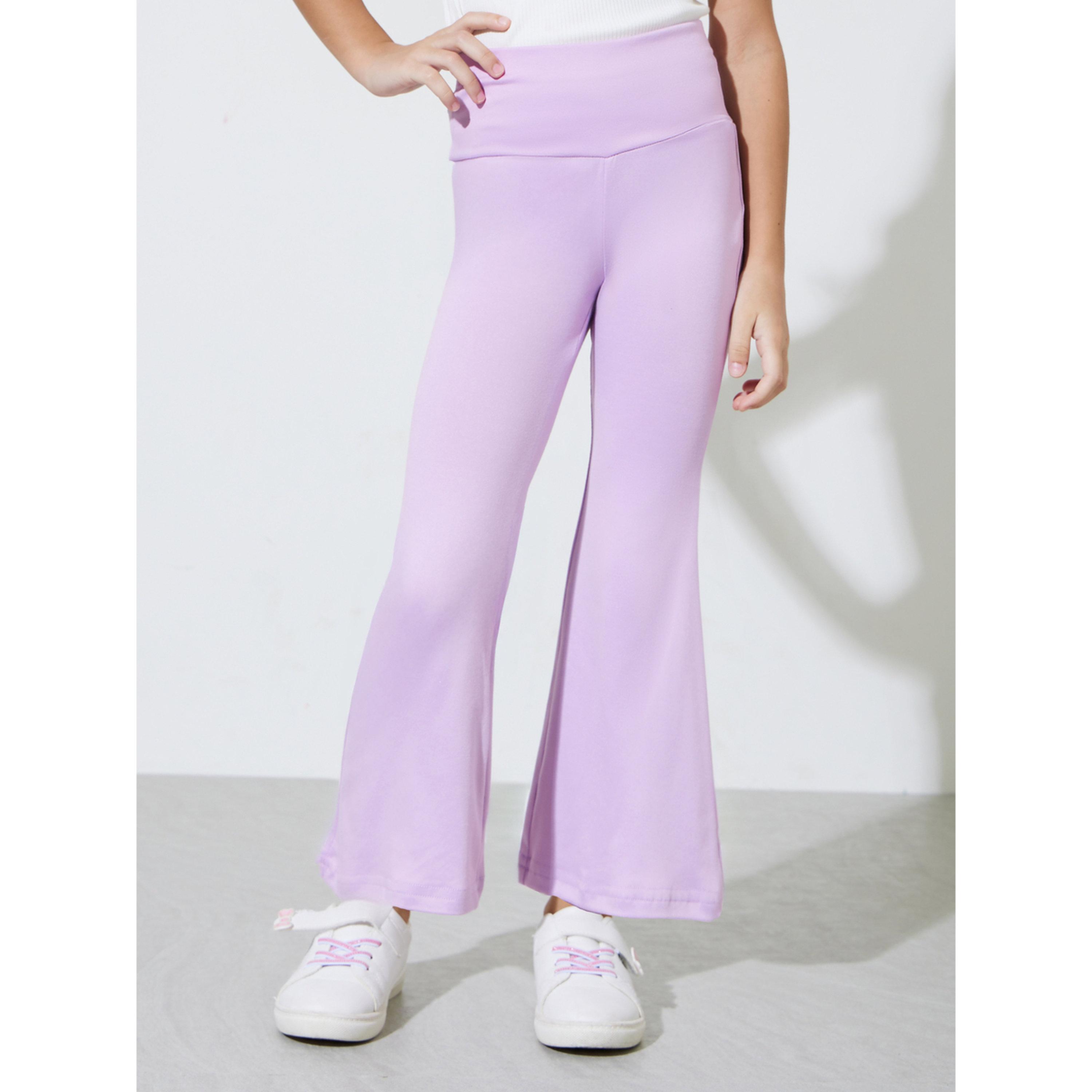 مجموعة من ليقنز لافندر سادة وسويت شيرت أوف وايت واسع بقبعة ومطبوع للبنات-girls-clothing-setsandcoords-image-5