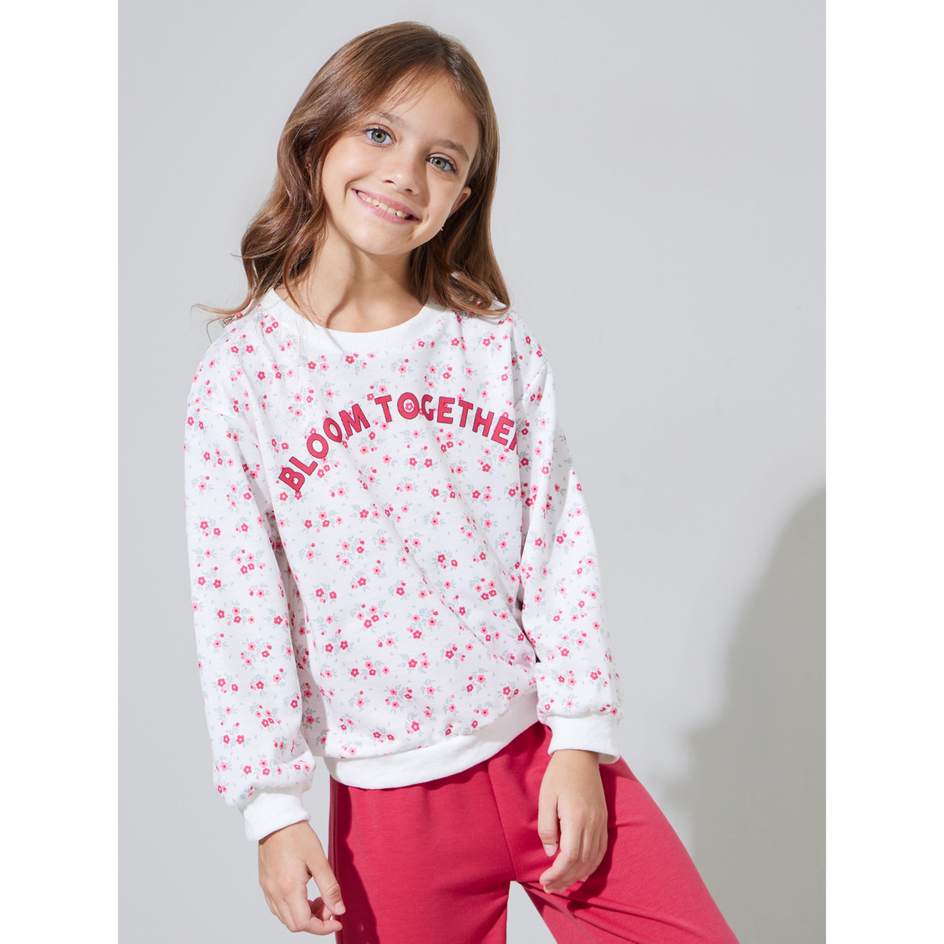 Styli Girls Floral Print Oversized Sweatshirt and Solid Wide leg Joggers Set-girls-clothing-setsandcoords-image-2