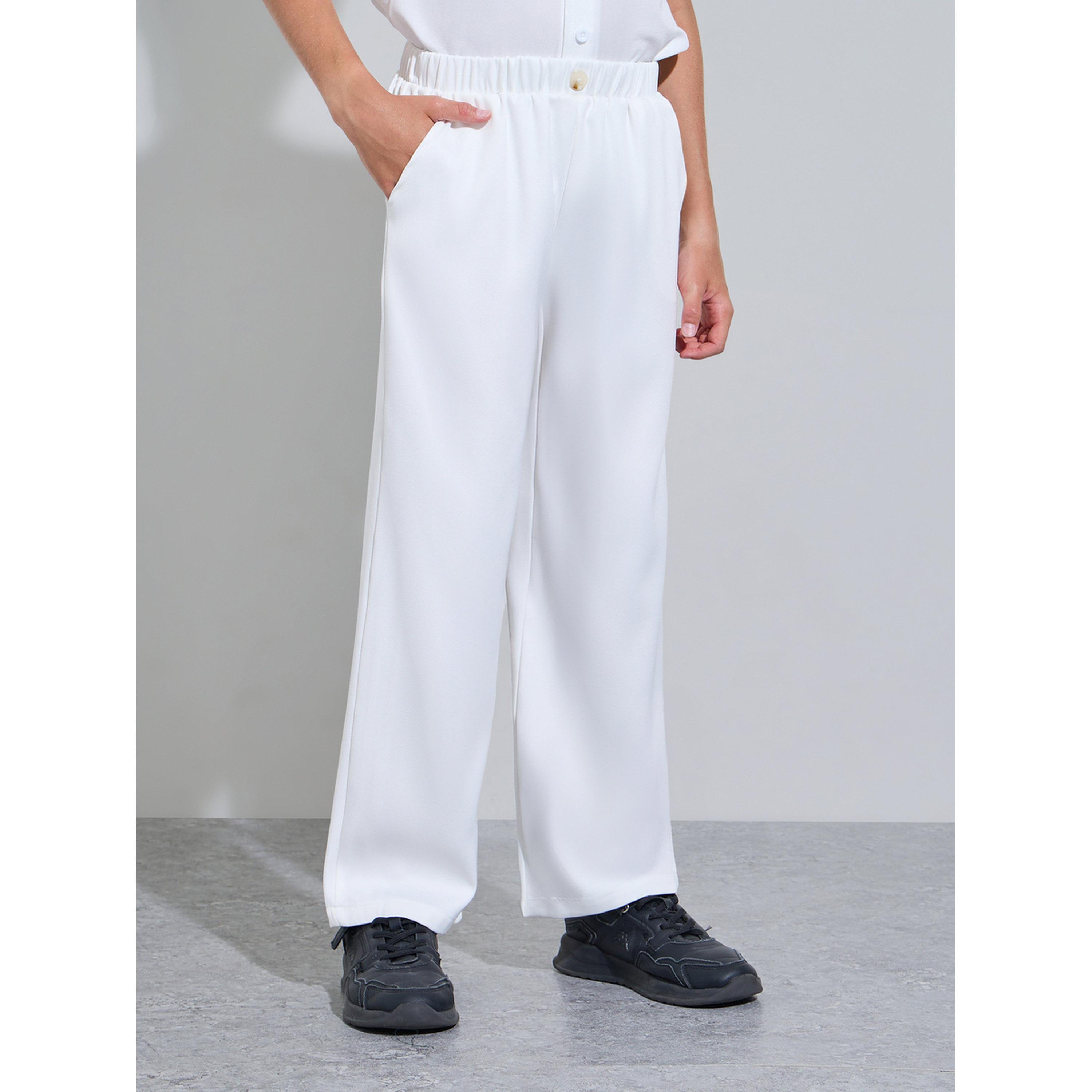 بنطال بقصة عادية وتفاصيل أزرار للأولاد باللون أوف وايت-boys-clothing-bottoms-trousers-image-1