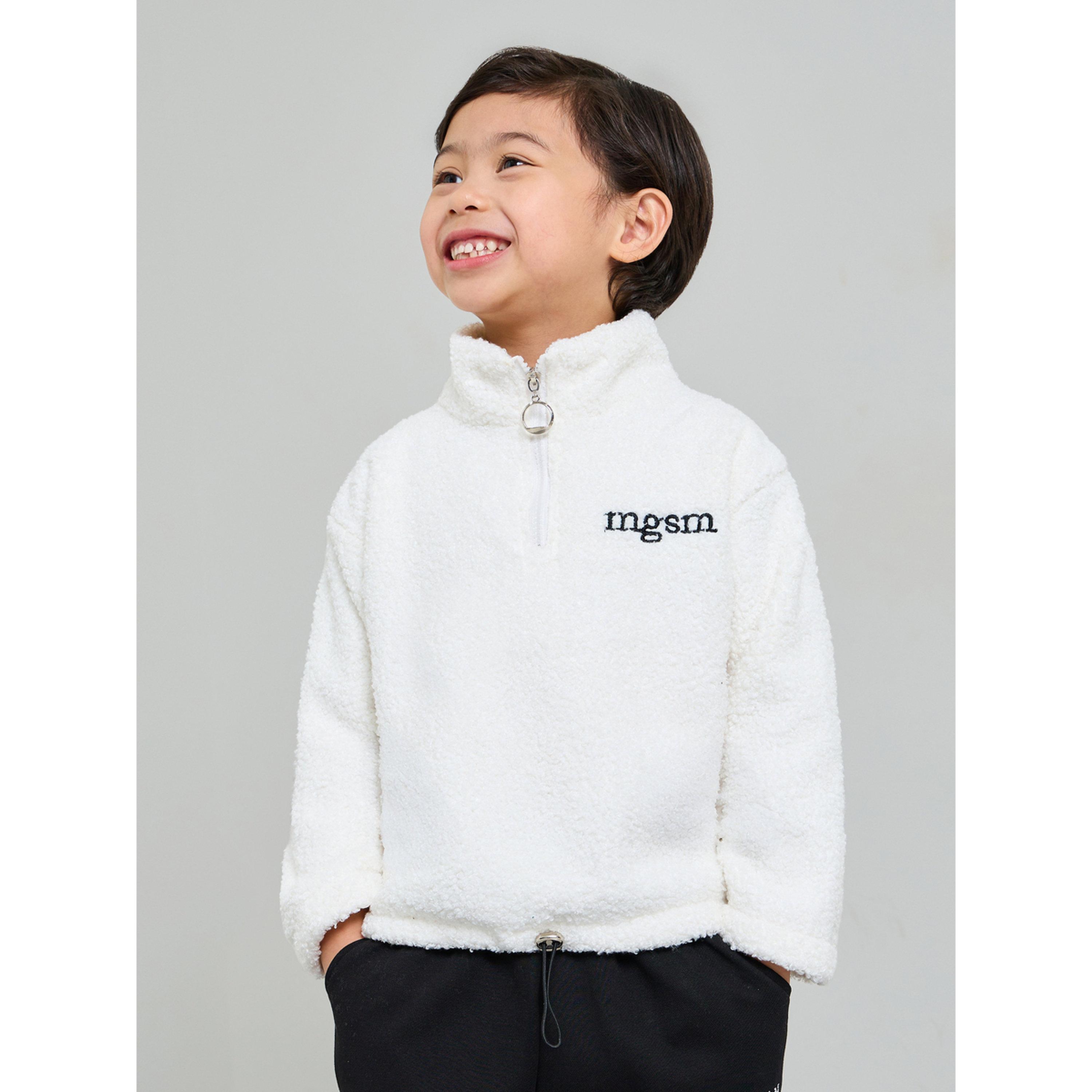 Styli Boys White Half Zip Fleece Sweatshirt-boys-clothing-sweatshirts-image-1