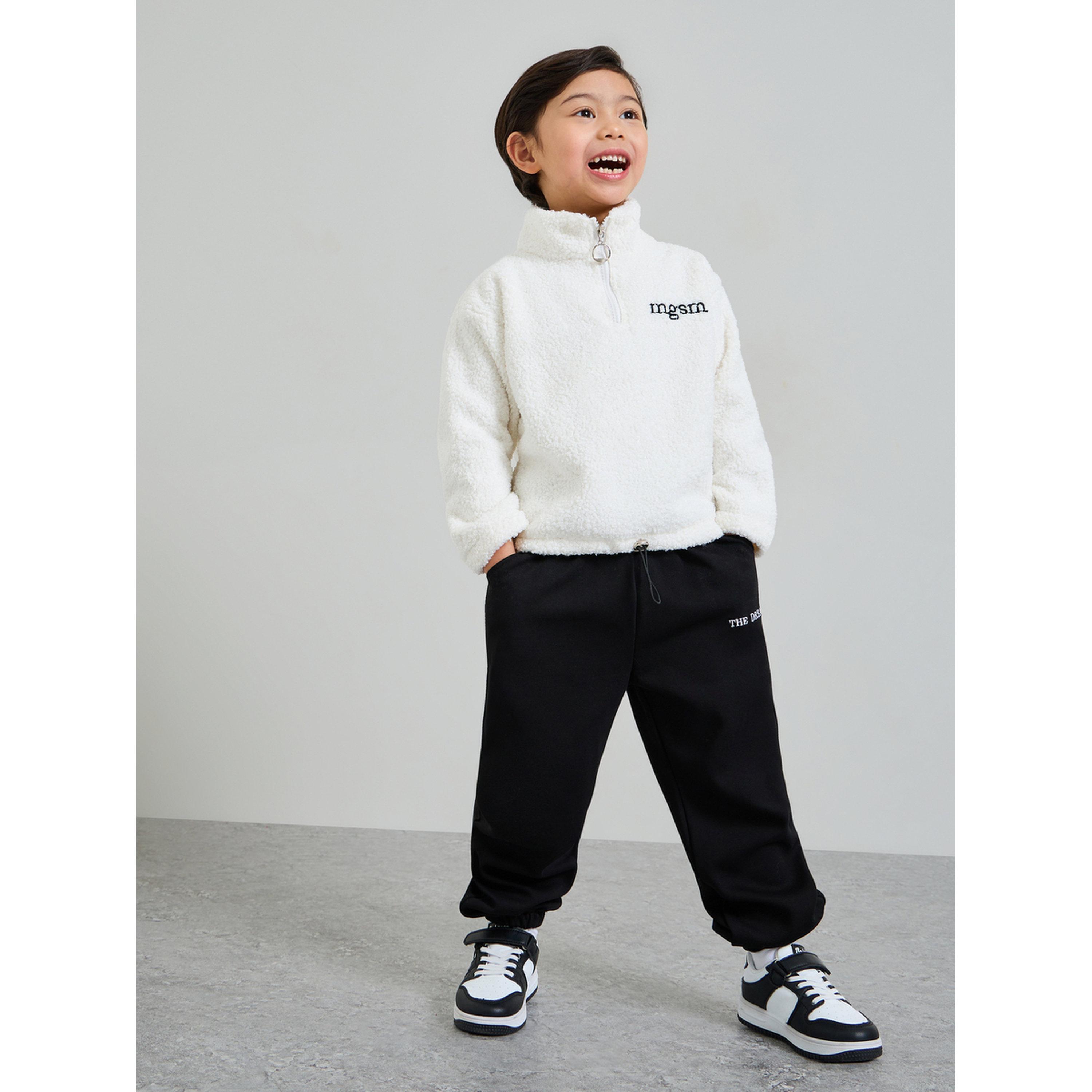 Styli Boys White Half Zip Fleece Sweatshirt-boys-clothing-sweatshirts-image-2