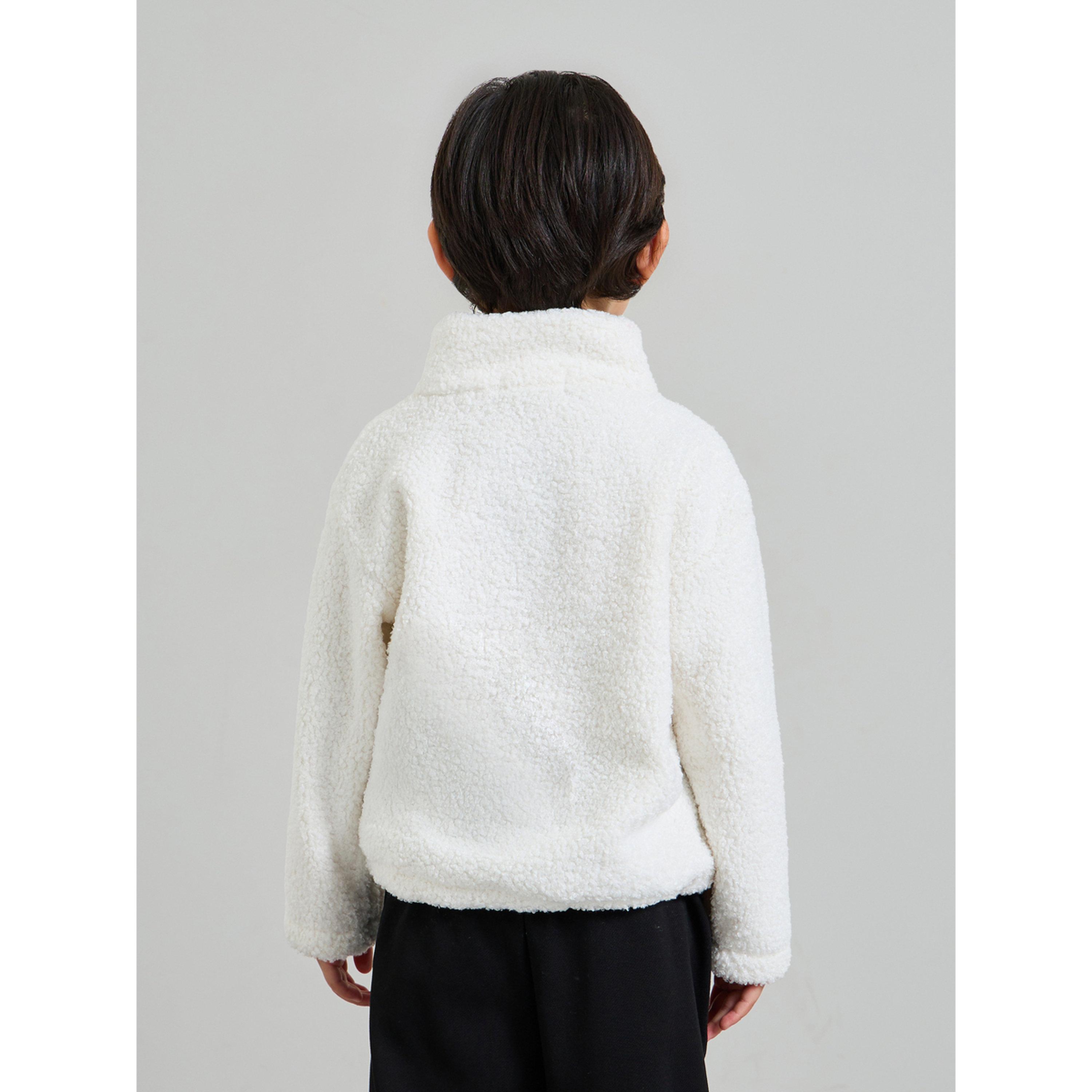 Styli Boys White Half Zip Fleece Sweatshirt-boys-clothing-sweatshirts-image-3