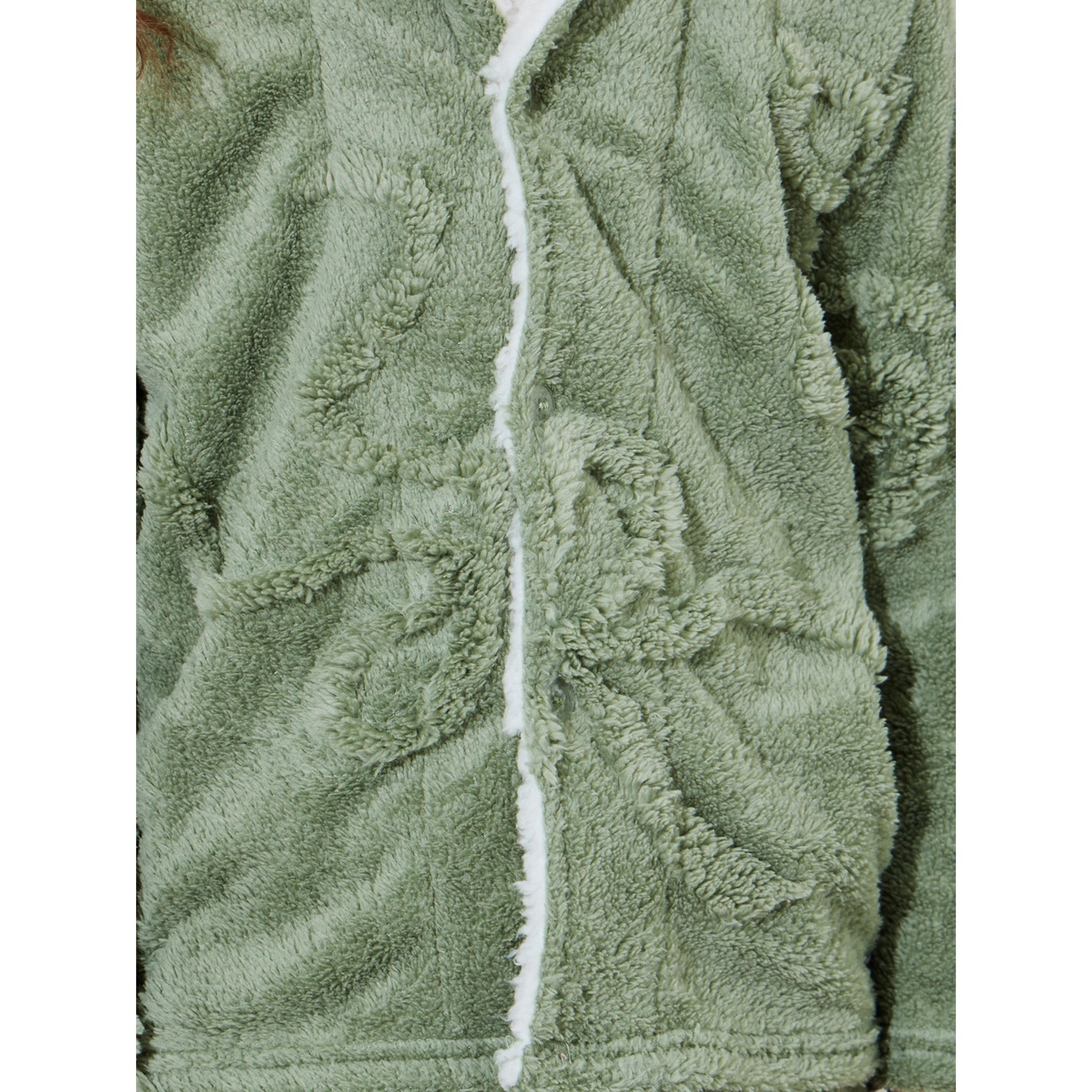 Styli Girls Green Faux Fur Long Sleeves Collared Top and Pants Pyjama Set-girls-clothing-nightwear-image-6
