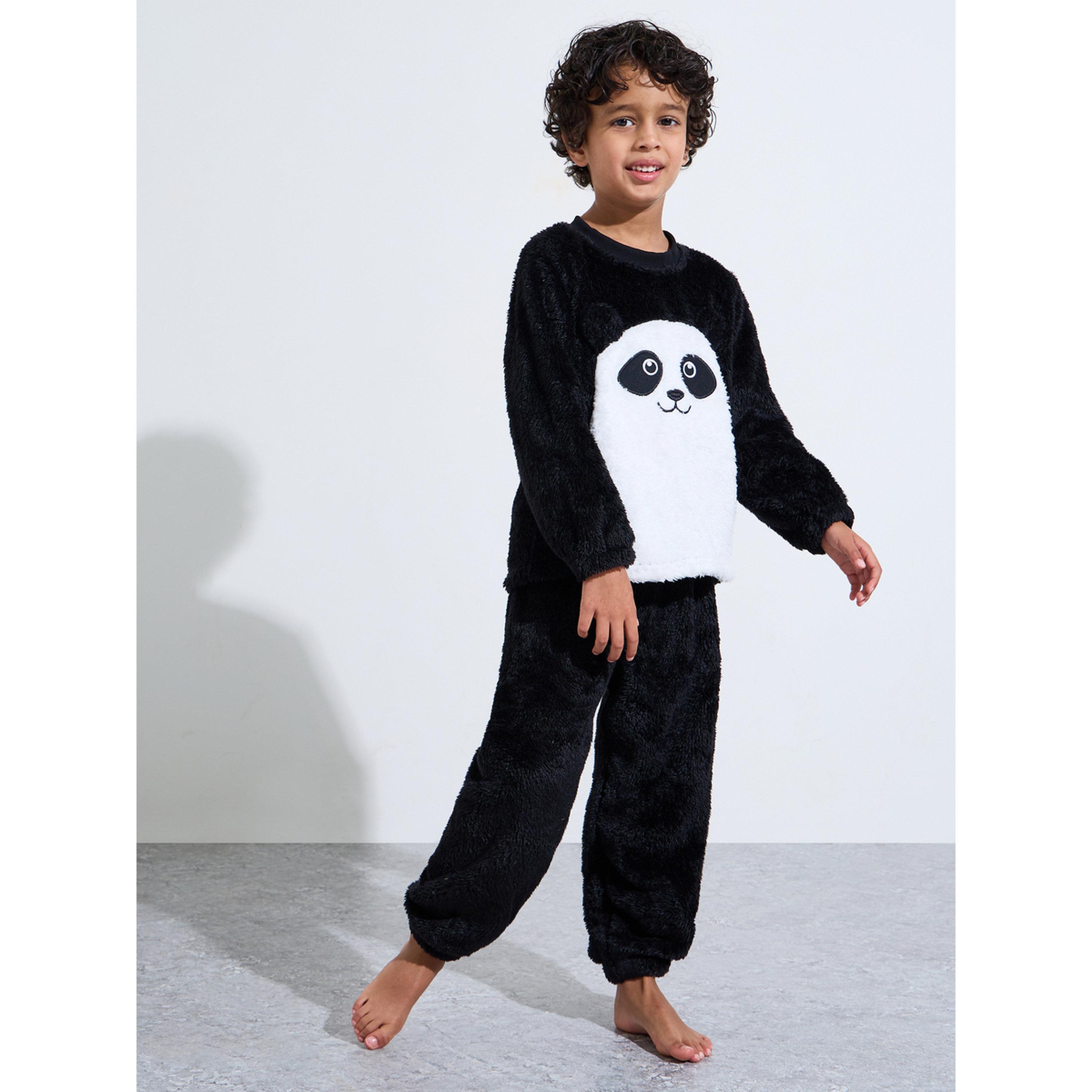 طقم بيجاما فرو بتطريز باندا للأولاد-boys-clothing-nightwear-image-1