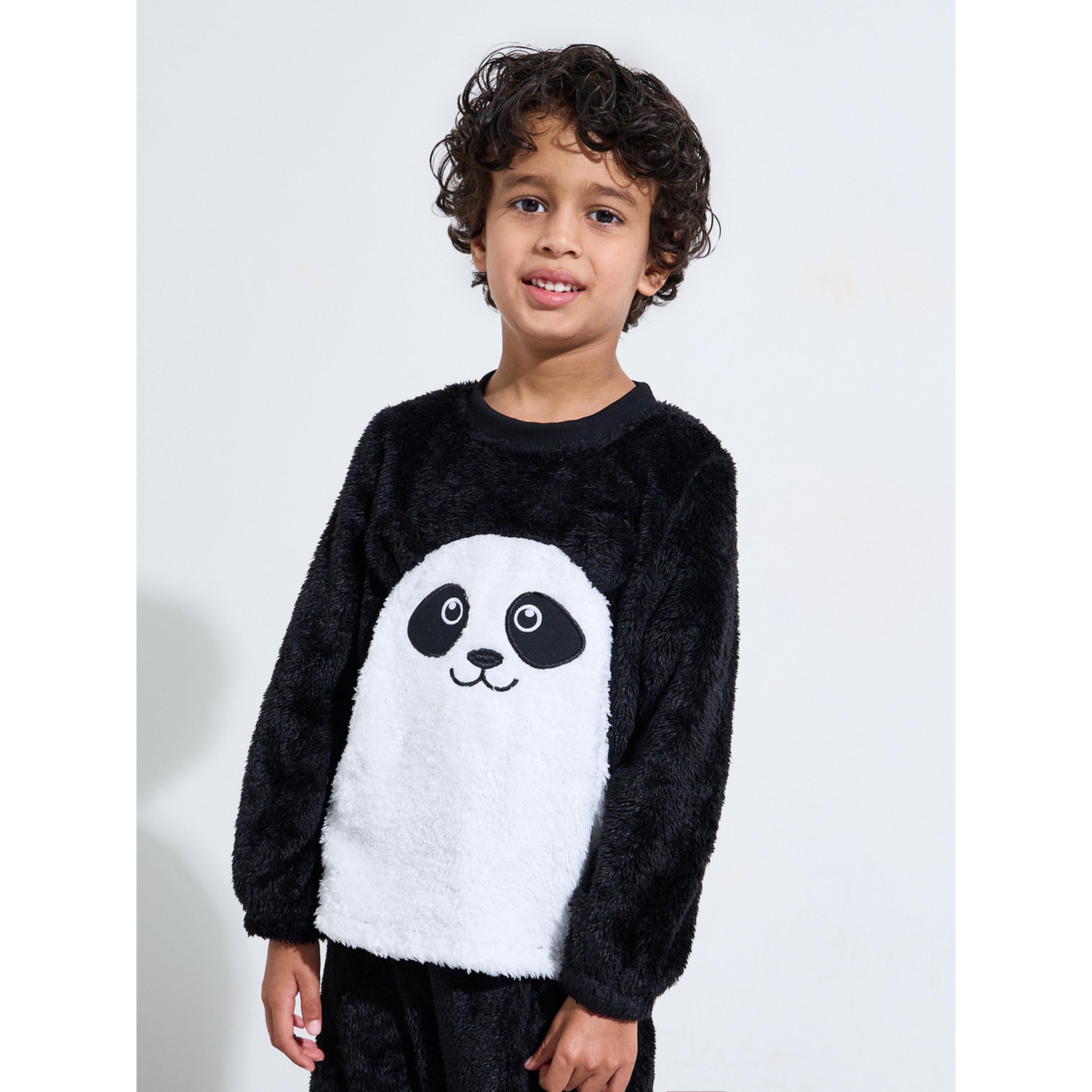 طقم بيجاما فرو بتطريز باندا للأولاد-boys-clothing-nightwear-image-3