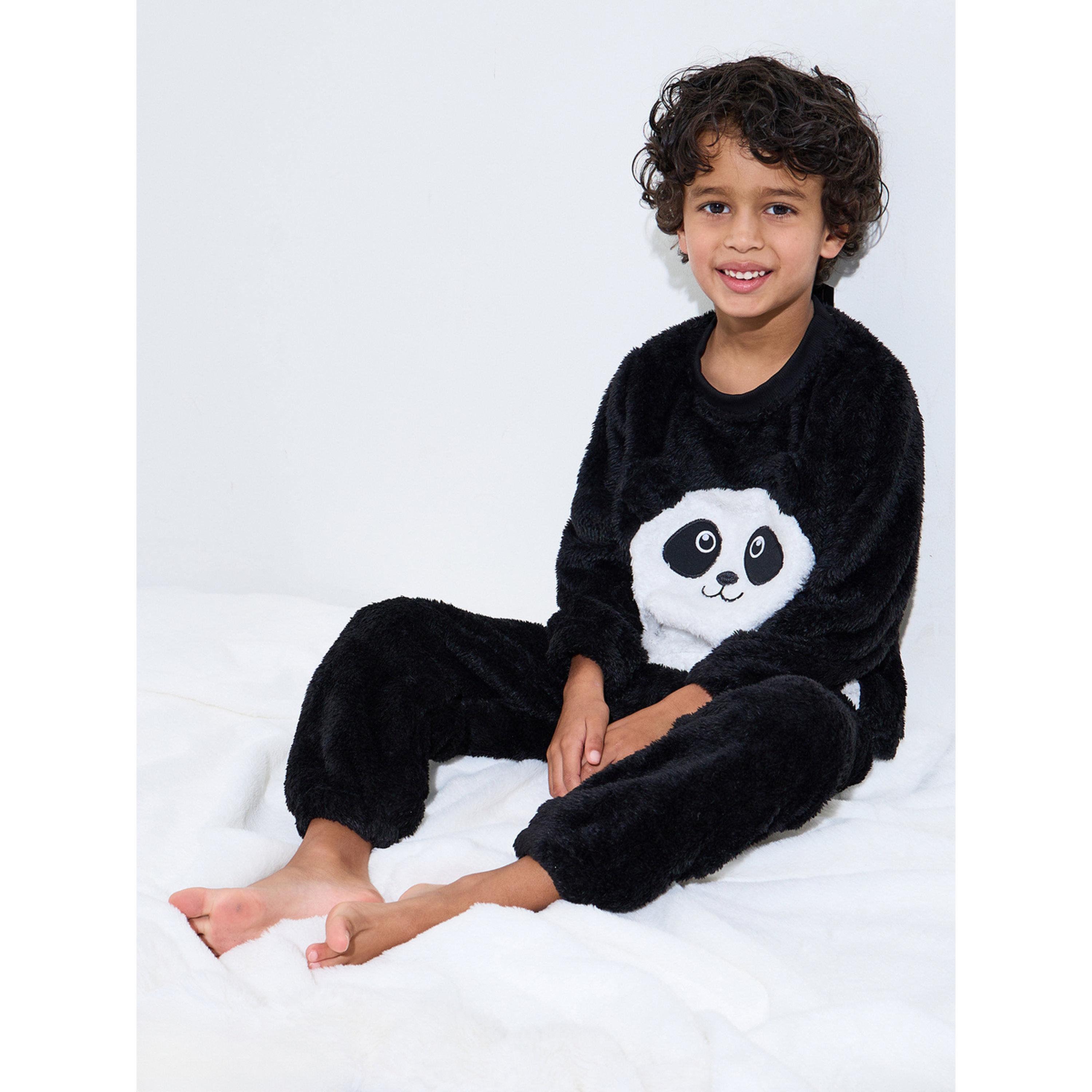 طقم بيجاما فرو بتطريز باندا للأولاد-boys-clothing-nightwear-image-4