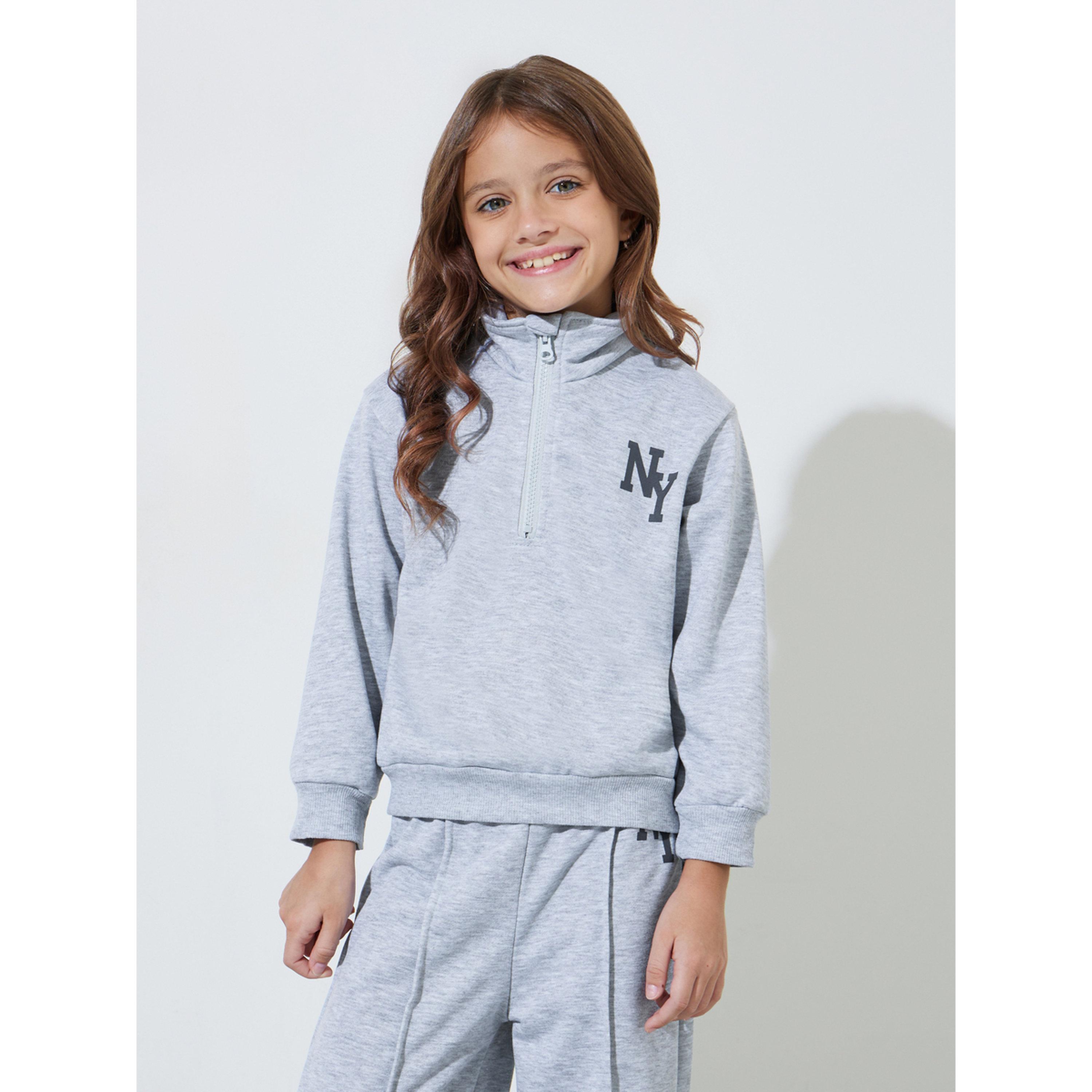 Styli Grey NY High Neck Sweatshirt and Pintuck Detail Wide Leg Joggers Set-girls-clothing-setsandcoords-image-2