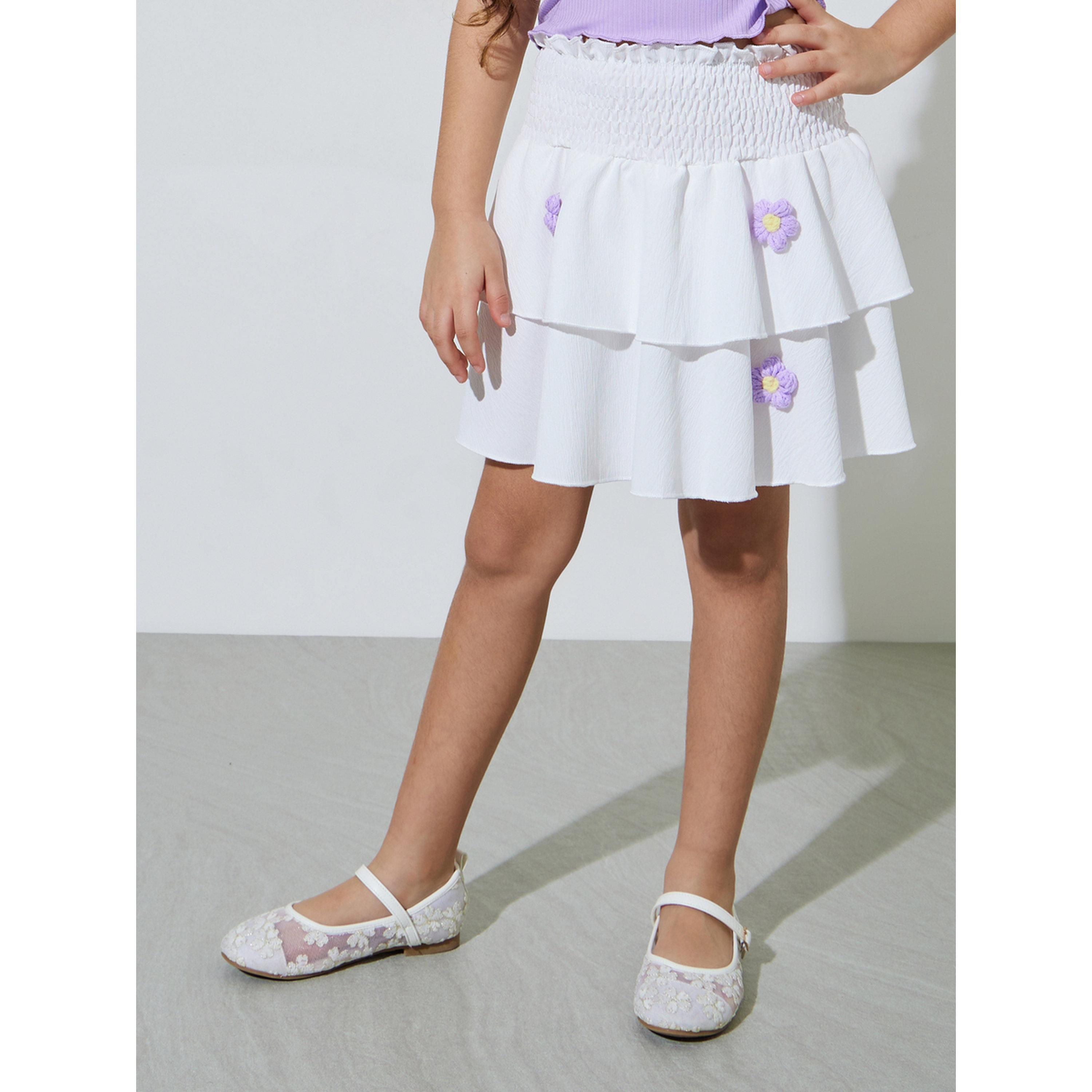 مجموعة من تنورة بكشكش وتطريز أزهار وبلوزة كبس مضلعة للبنات-girls-clothing-setsandcoords-image-5