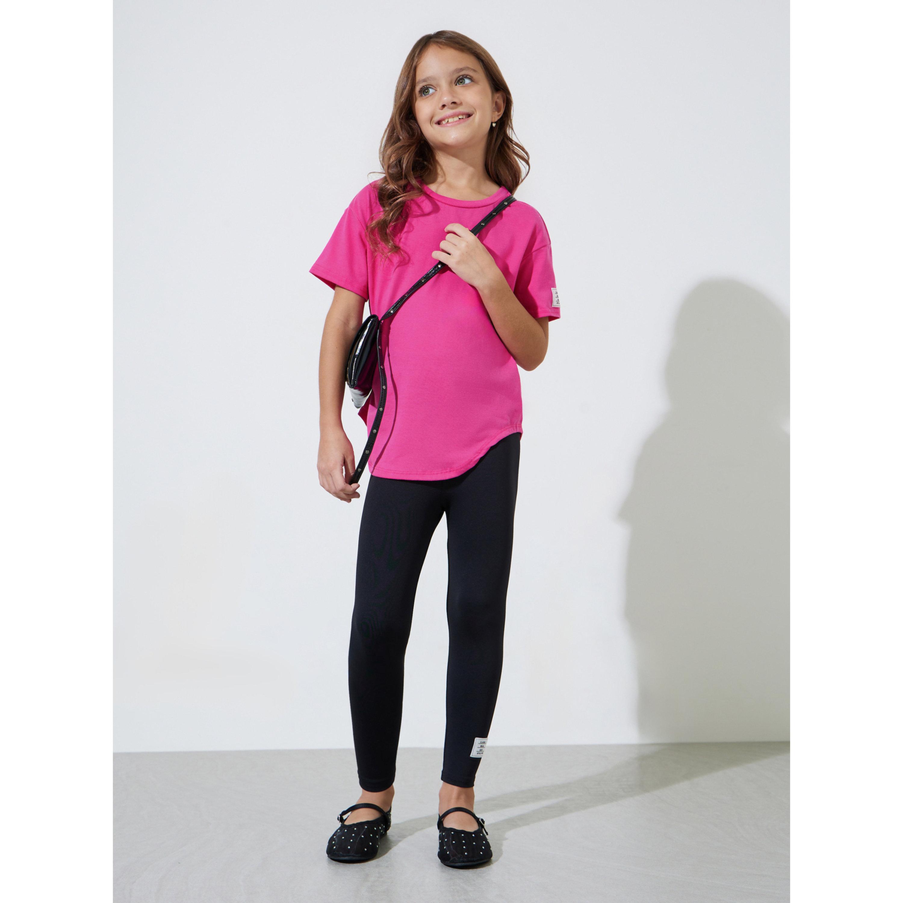 مجموعة من ليقنز بتفاصيل رقع وتيشيرت بطبعة شعار للبنات-girls-clothing-setsandcoords-image-1