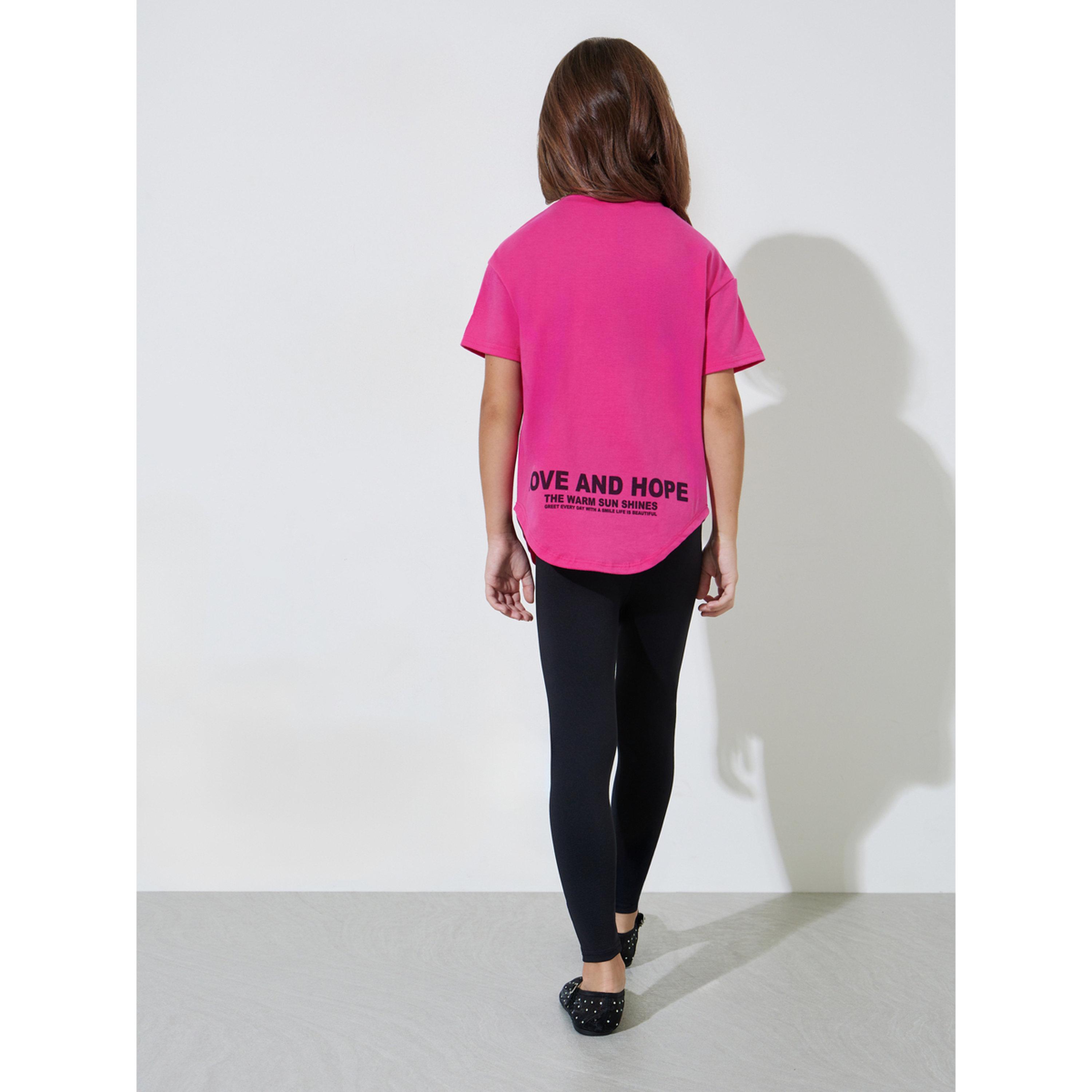 مجموعة من ليقنز بتفاصيل رقع وتيشيرت بطبعة شعار للبنات-girls-clothing-setsandcoords-image-3