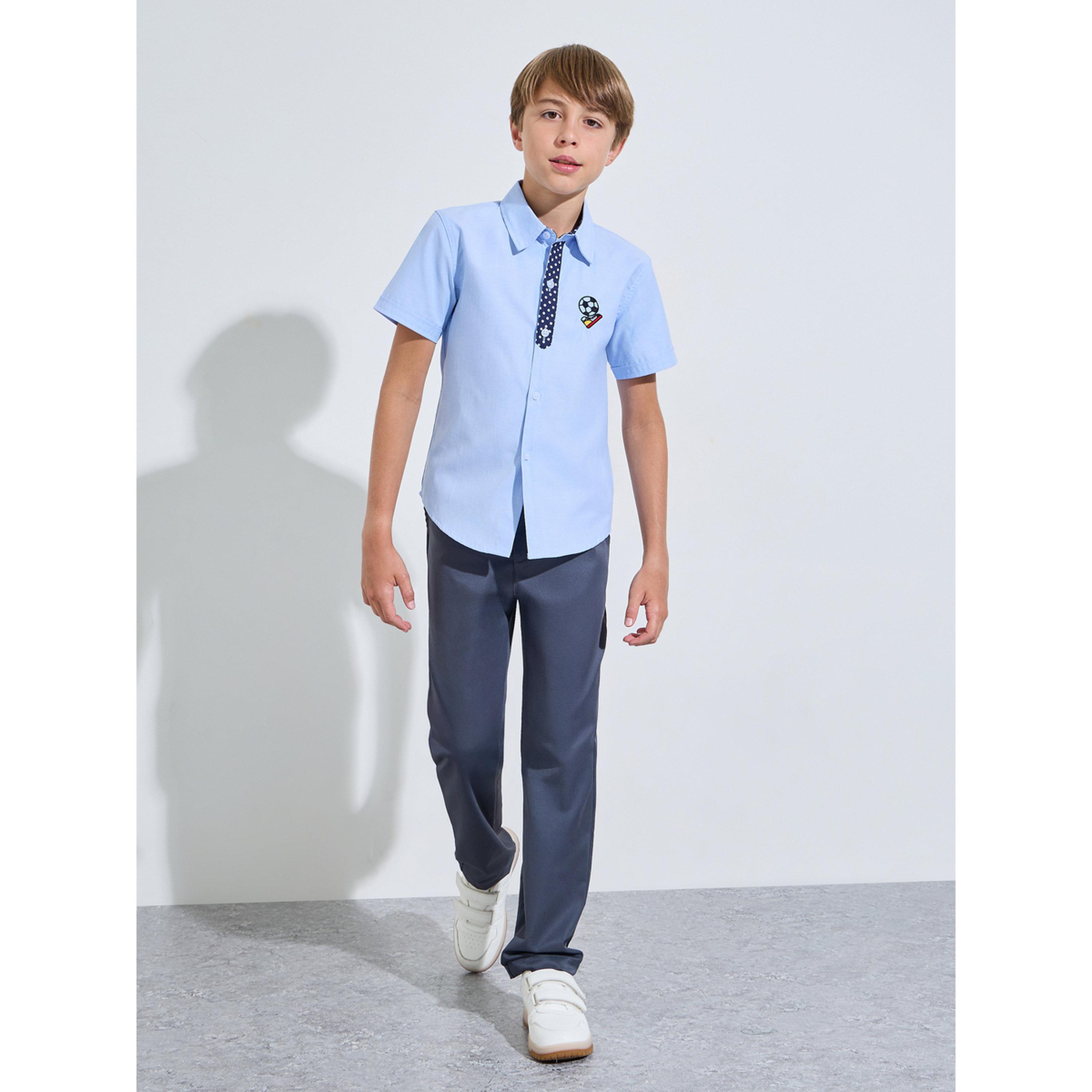 قميص مطرز بأكمام قصيرة للأولاد باللون الأزرق الفاتح-boys-clothing-shirts-image-2