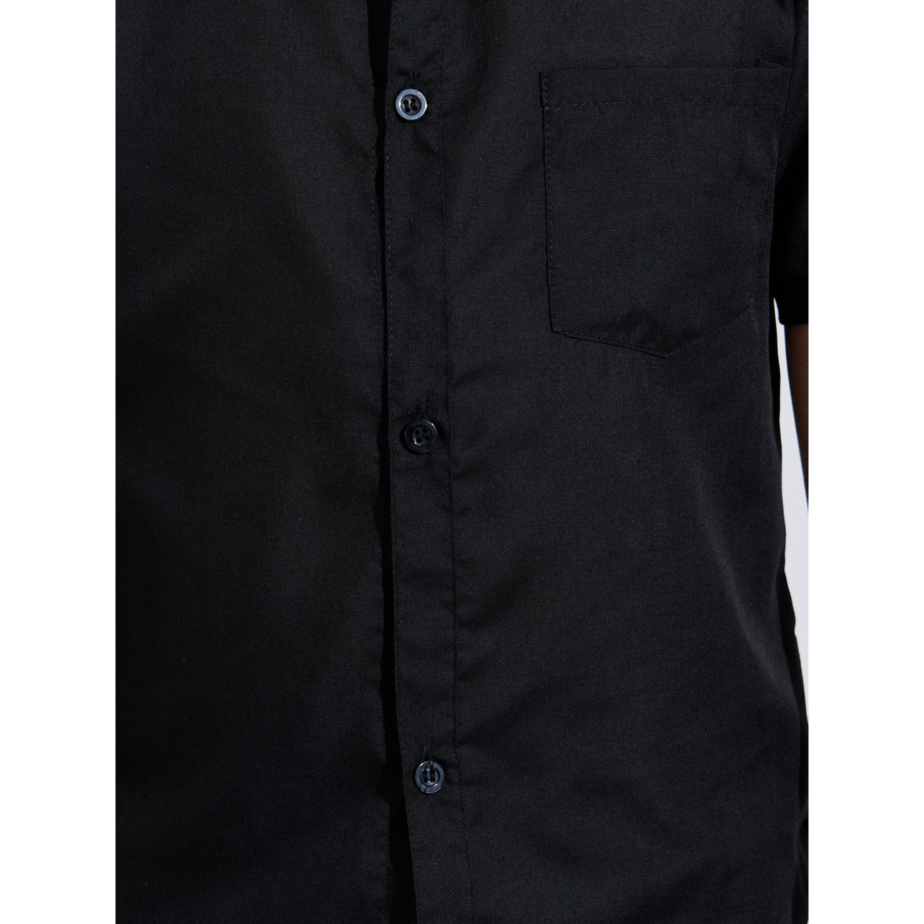 قميص بأكمام قصيرة وتفاصيل جيب أسود سادة للأولاد المراهقين-boys-clothing-shirts-image-4
