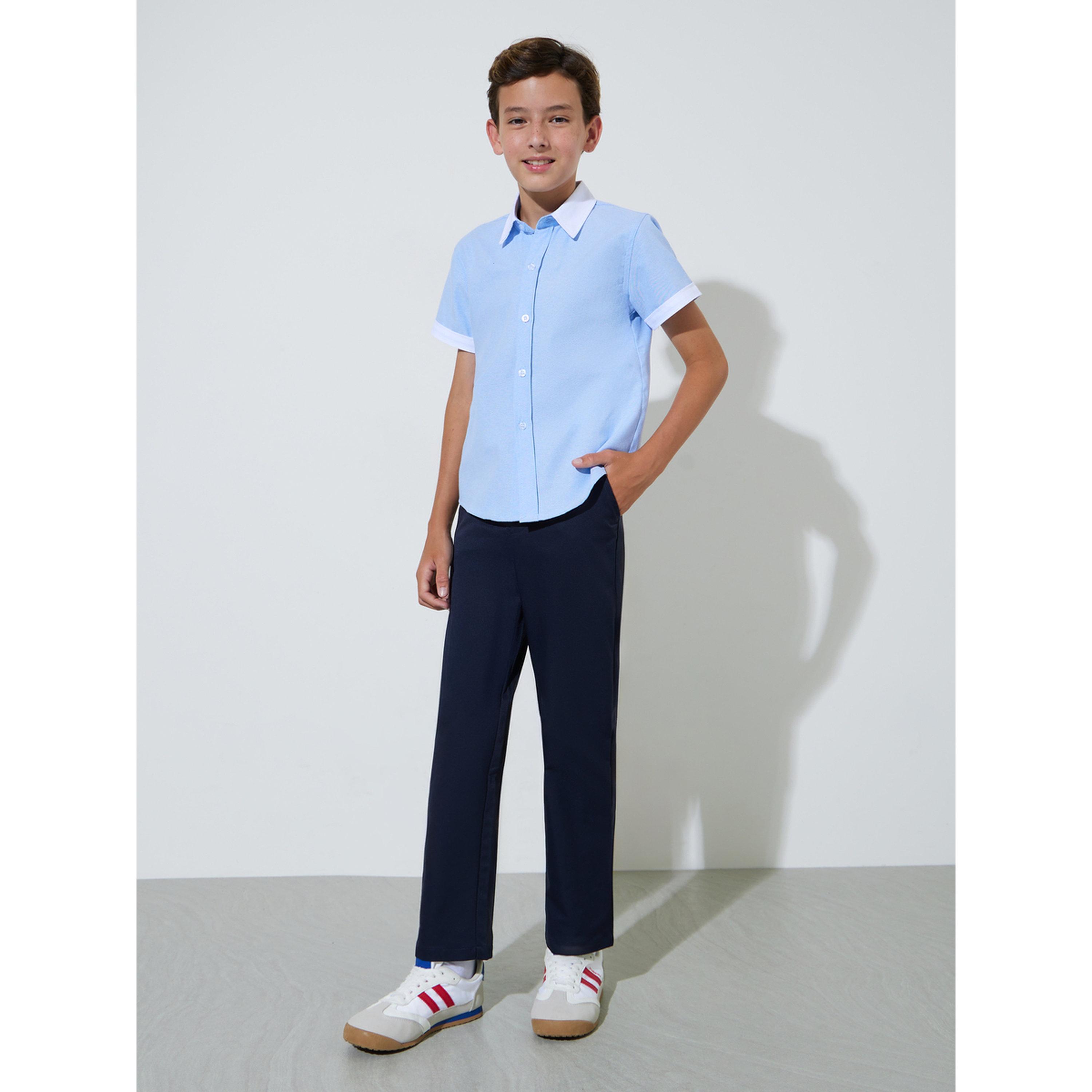 قميص بأكمام قصيرة وحواف متباينة للأولاد - أزرق فاتح-boys-clothing-shirts-image-2