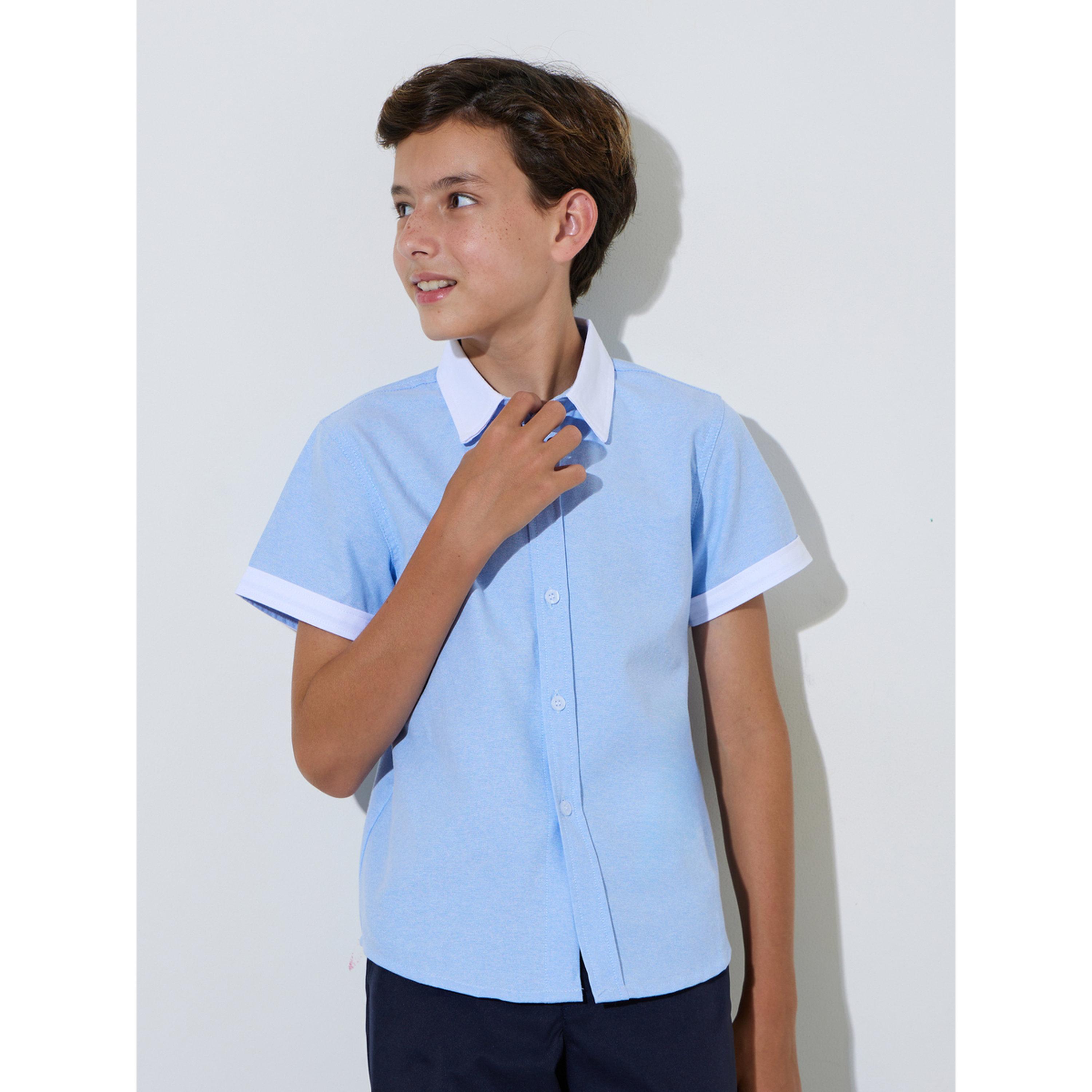 قميص بأكمام قصيرة وحواف متباينة للأولاد - أزرق فاتح-boys-clothing-shirts-image-3