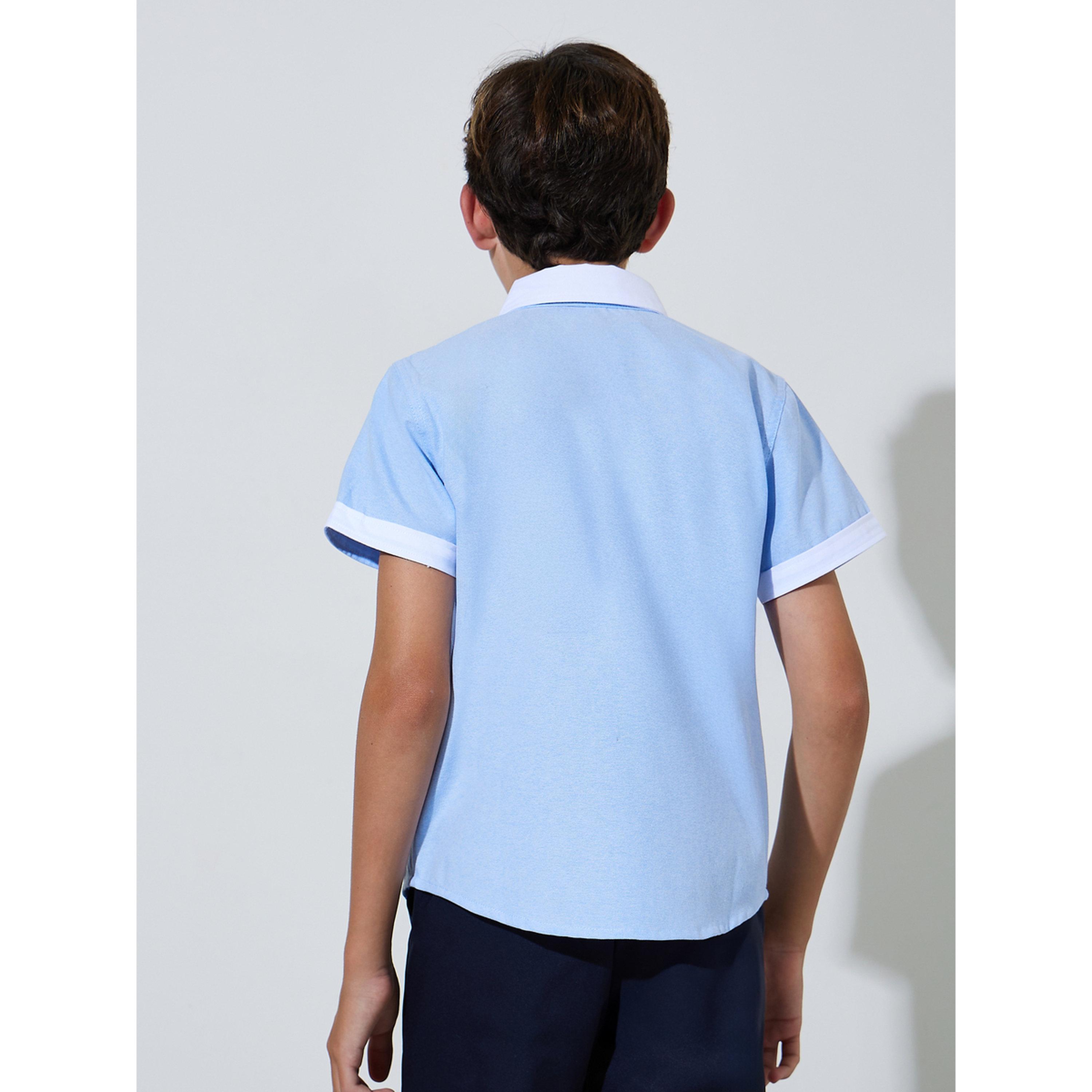 قميص بأكمام قصيرة وحواف متباينة للأولاد - أزرق فاتح-boys-clothing-shirts-image-4