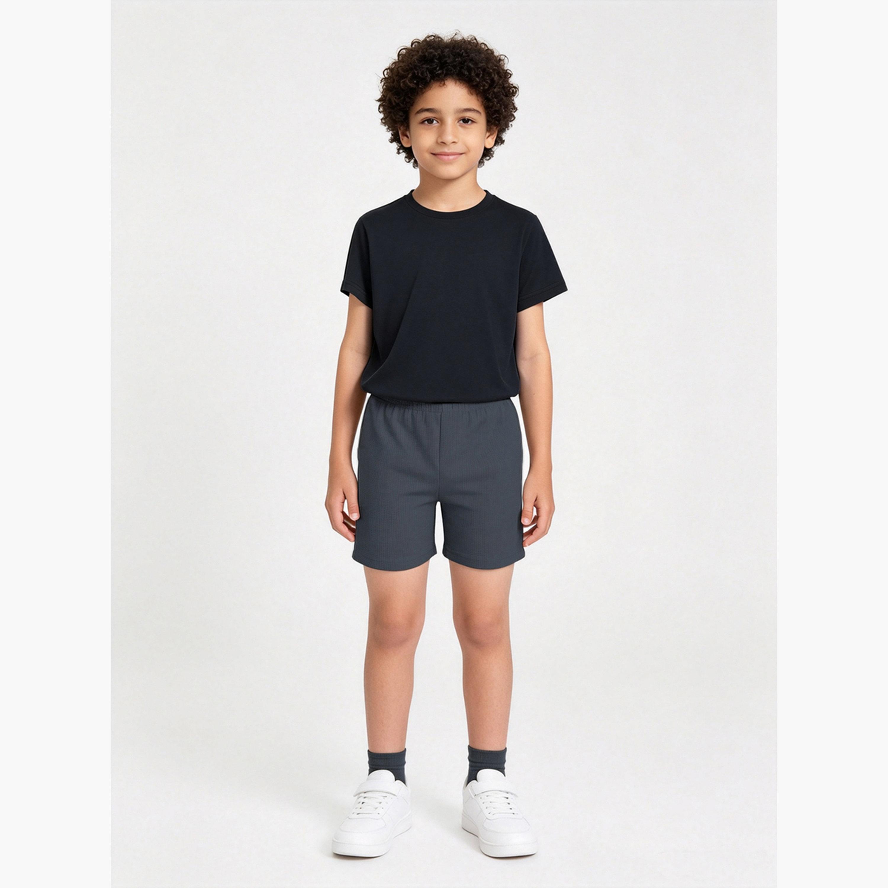 Take Two Boys Grey Knitted Pull-On Shorts-boys-clothing-bottoms-shorts-image-2