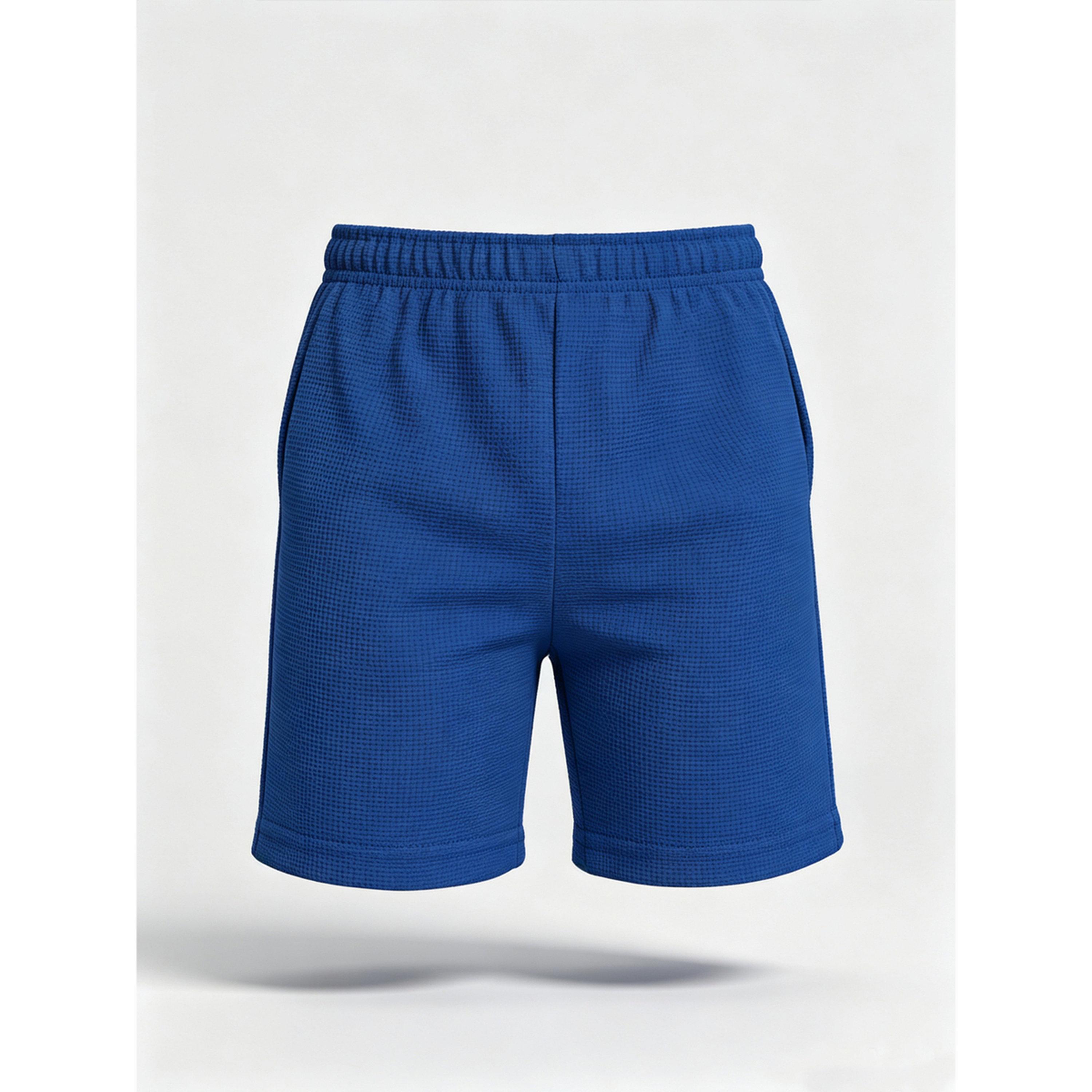 شورت محبوك بنمط وافل للأطفال لون أزرق-boys-clothing-bottoms-shorts-image-4