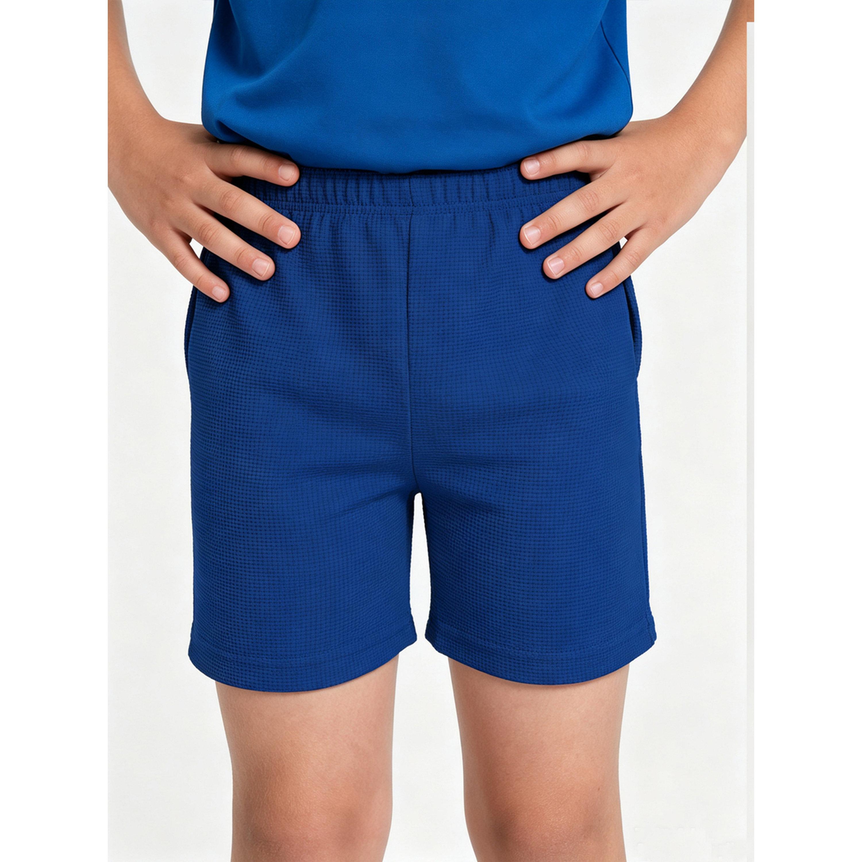 شورت محبوك بنمط وافل للأطفال لون أزرق-boys-clothing-bottoms-shorts-image-6