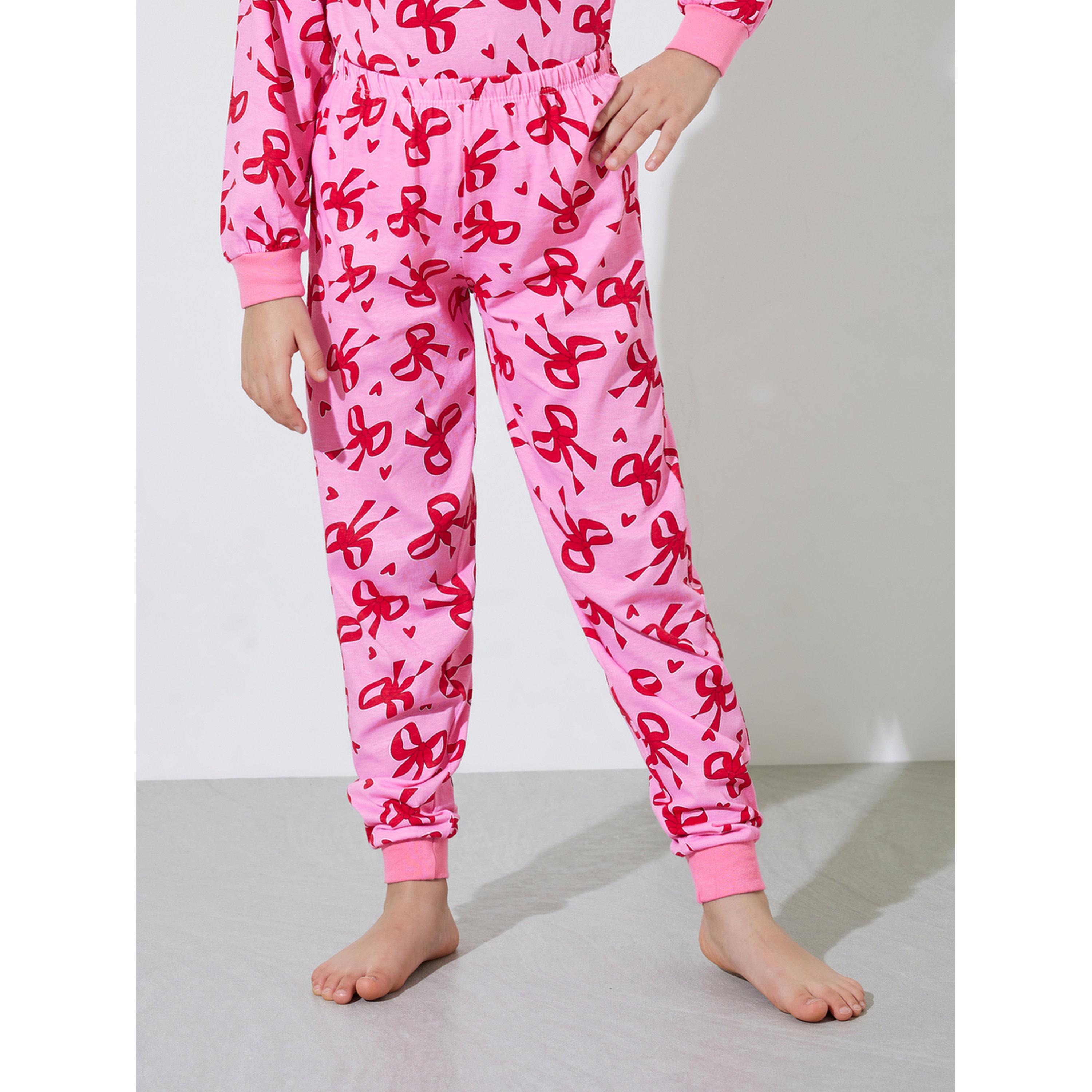 Styli Girls All Over Bow Print Sweatshirt and Cuffed Pants Pyjama Set-girls-clothing-nightwear-image-5
