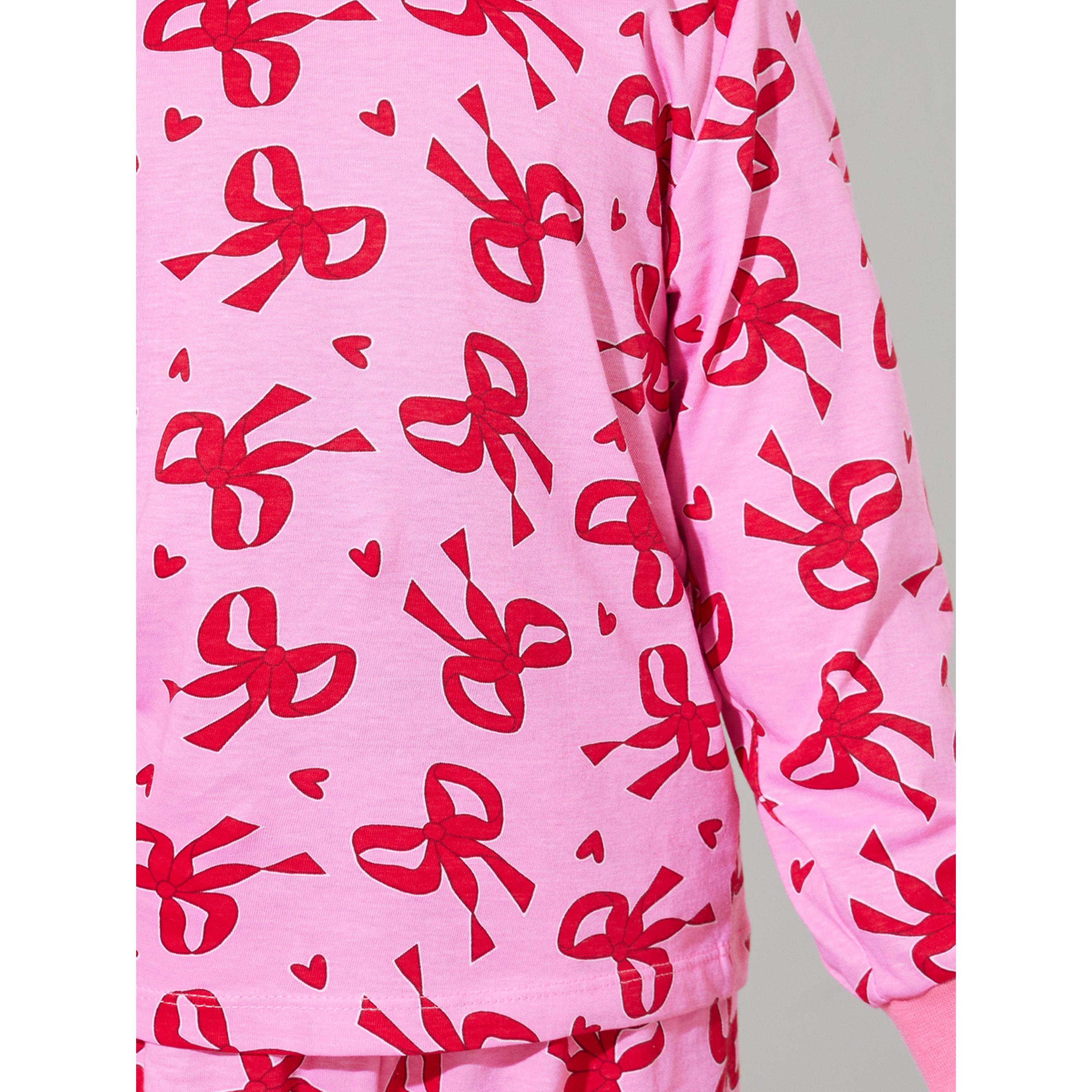 Styli Girls All Over Bow Print Sweatshirt and Cuffed Pants Pyjama Set-girls-clothing-nightwear-image-6