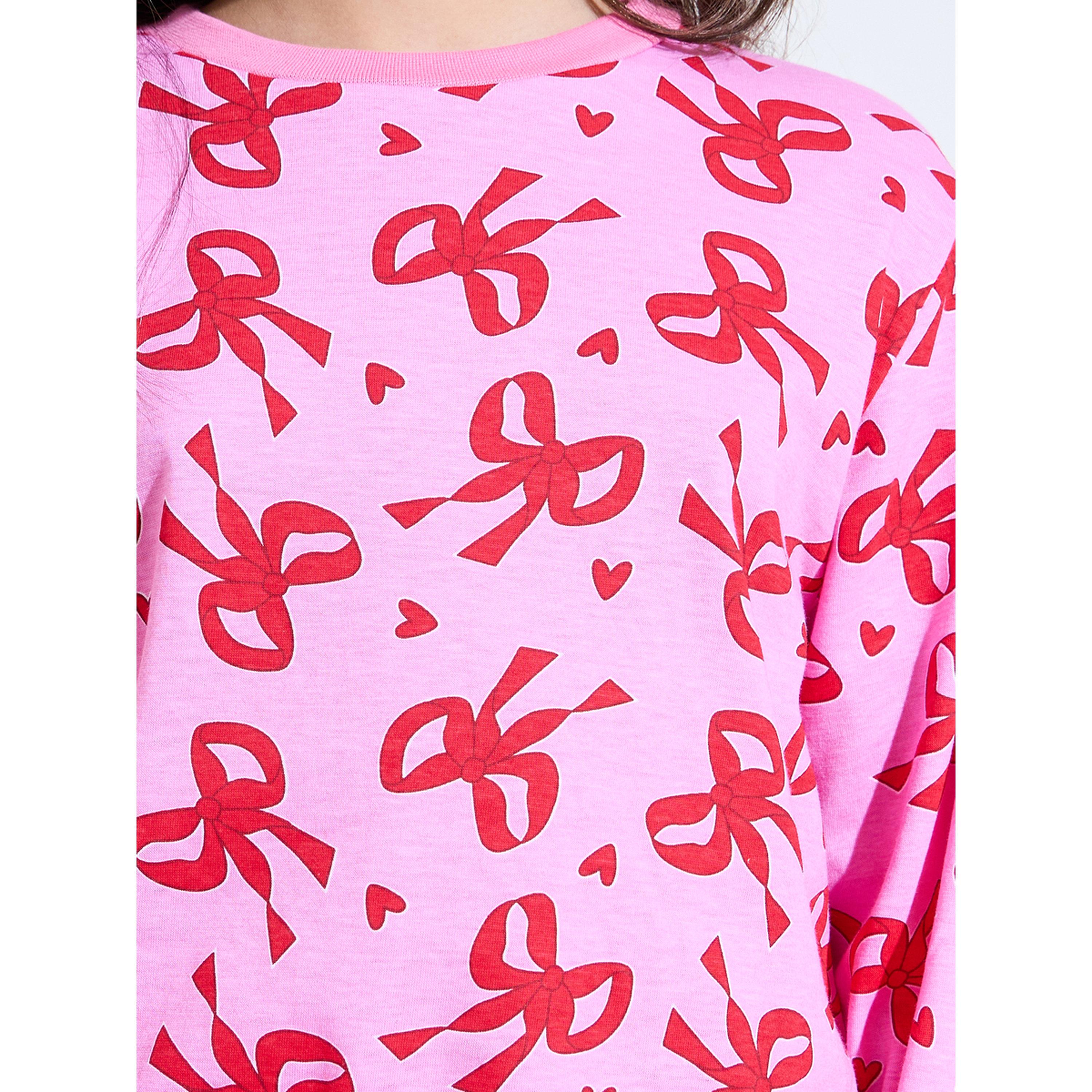 Styli Teen Girls All Over Bow Print Sweatshirt and Cuffed Pants Pyjama Set-girls-clothing-nightwear-image-6