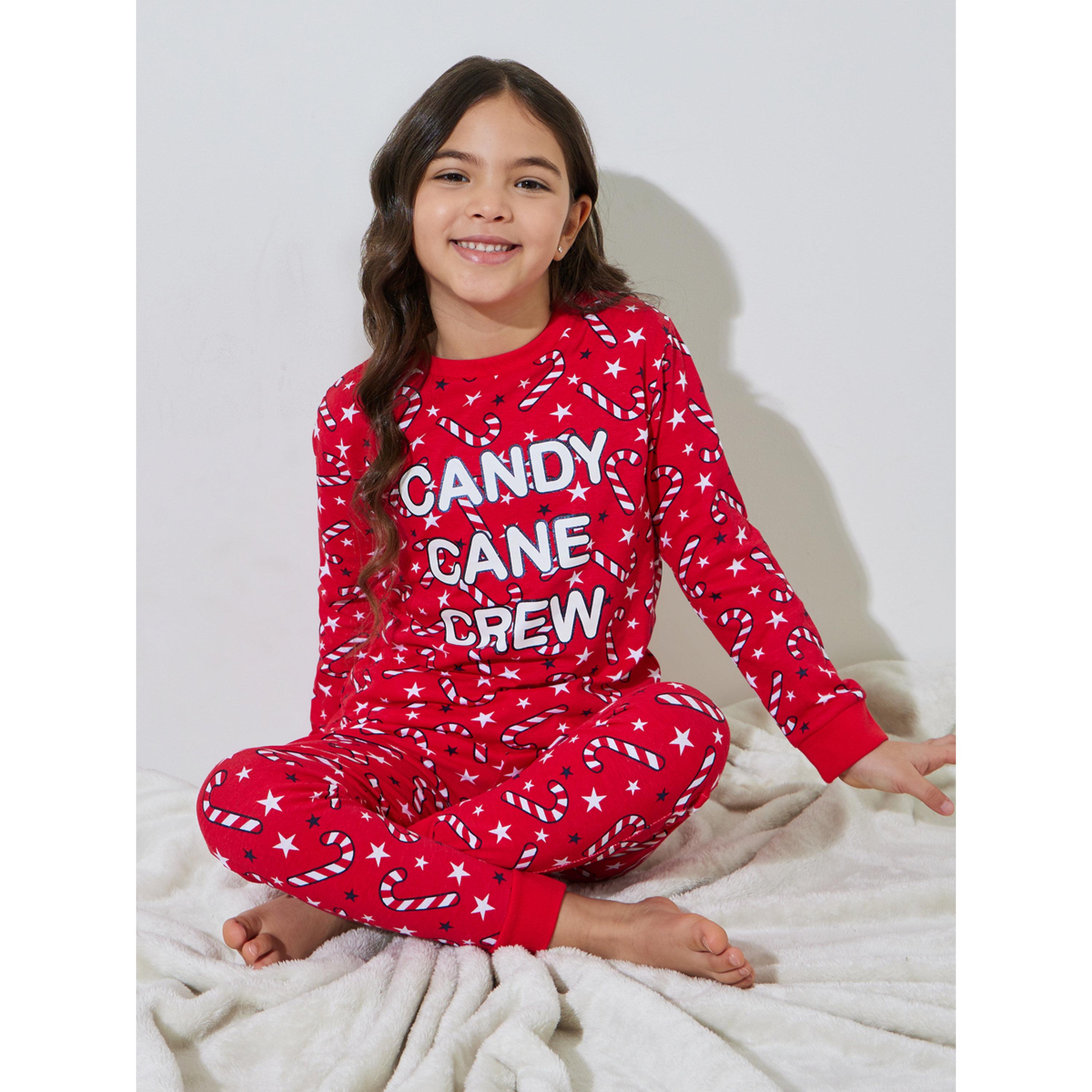 طقم بيجاما من بنطال بمطاط سفلي وسويت شيرت بطبعة كاملة للبنات-girls-clothing-nightwear-image-4